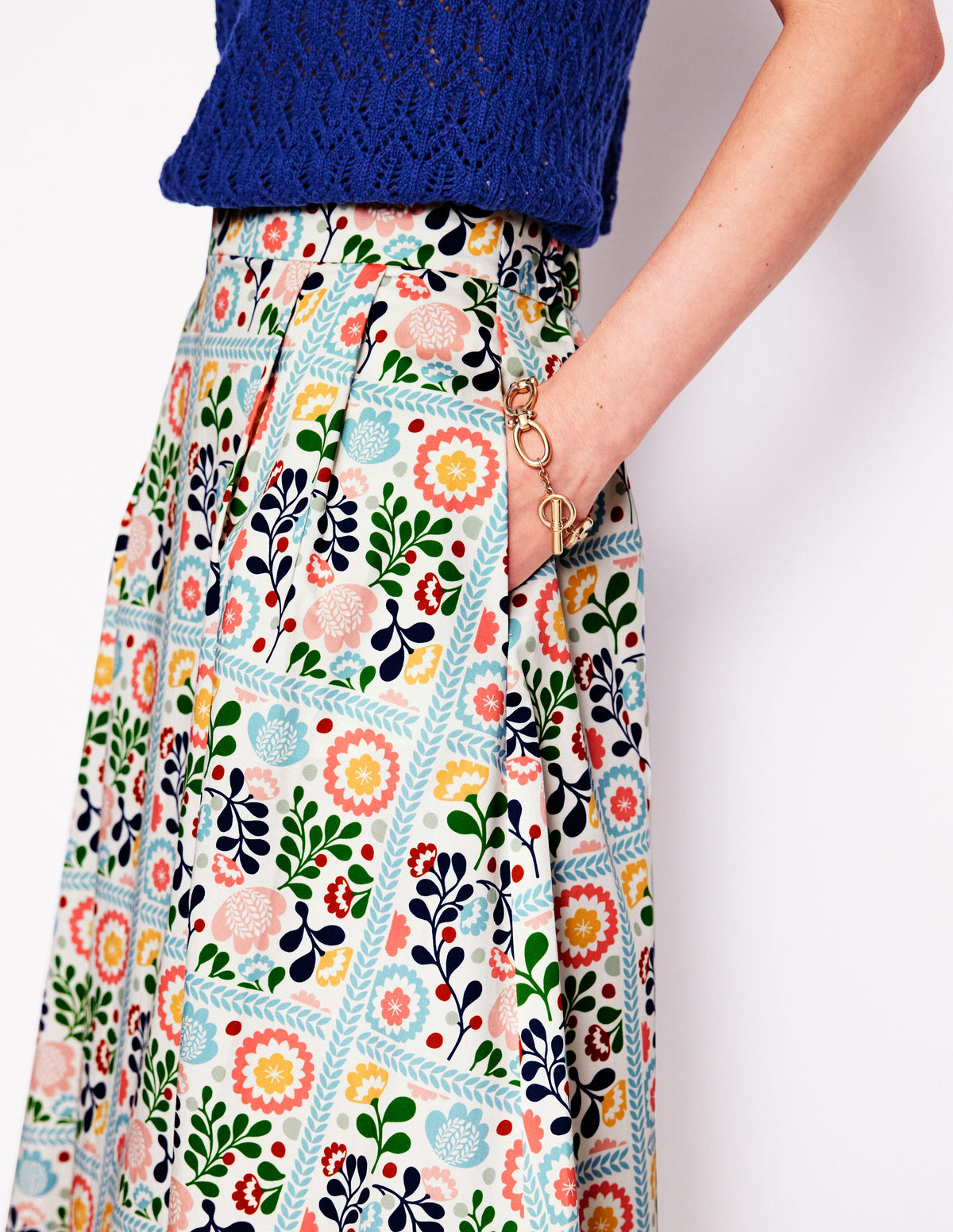 Isabella Cotton Sateen Skirt-Multi, Vine Tile - Image 2
