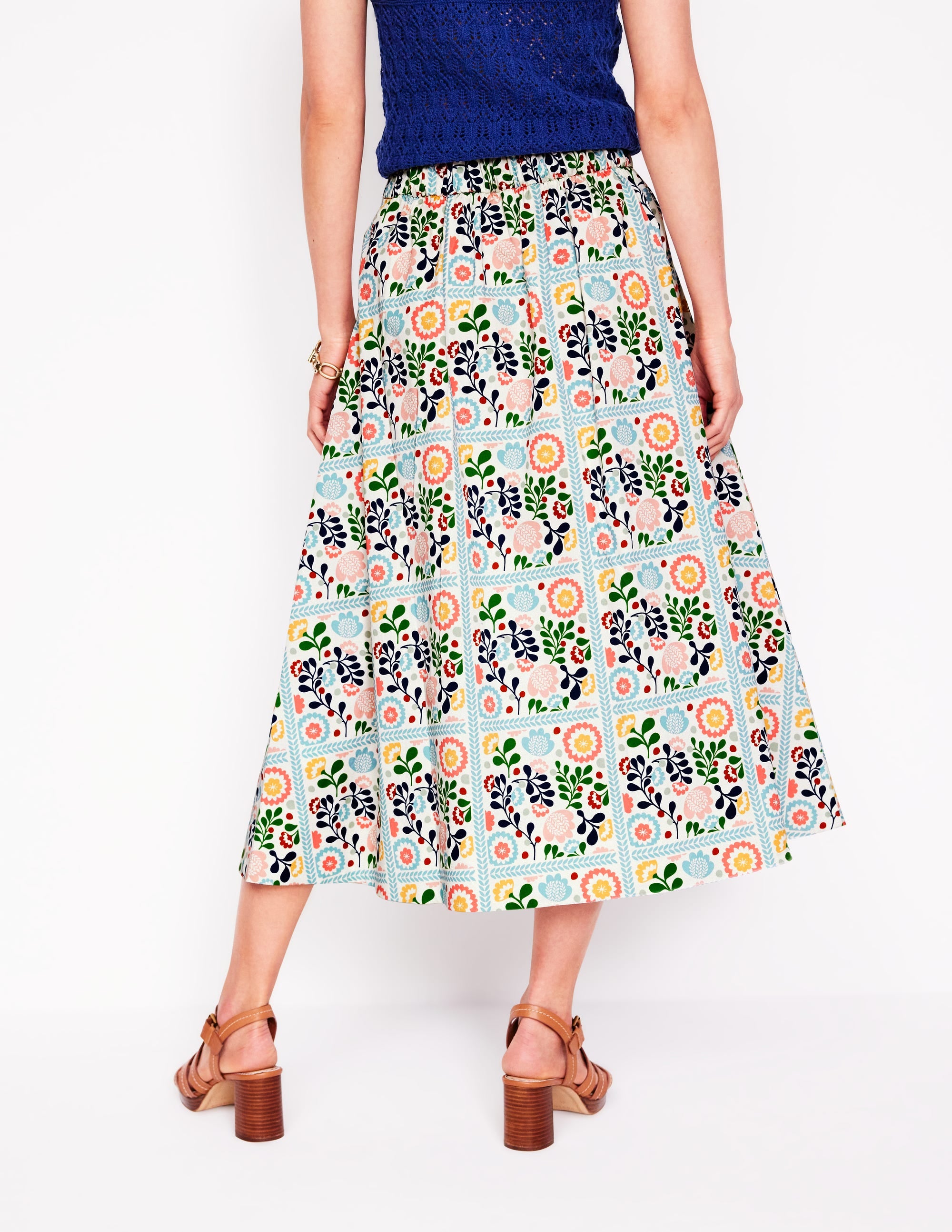 Isabella Cotton Sateen Skirt-Multi, Vine Tile - Image 3