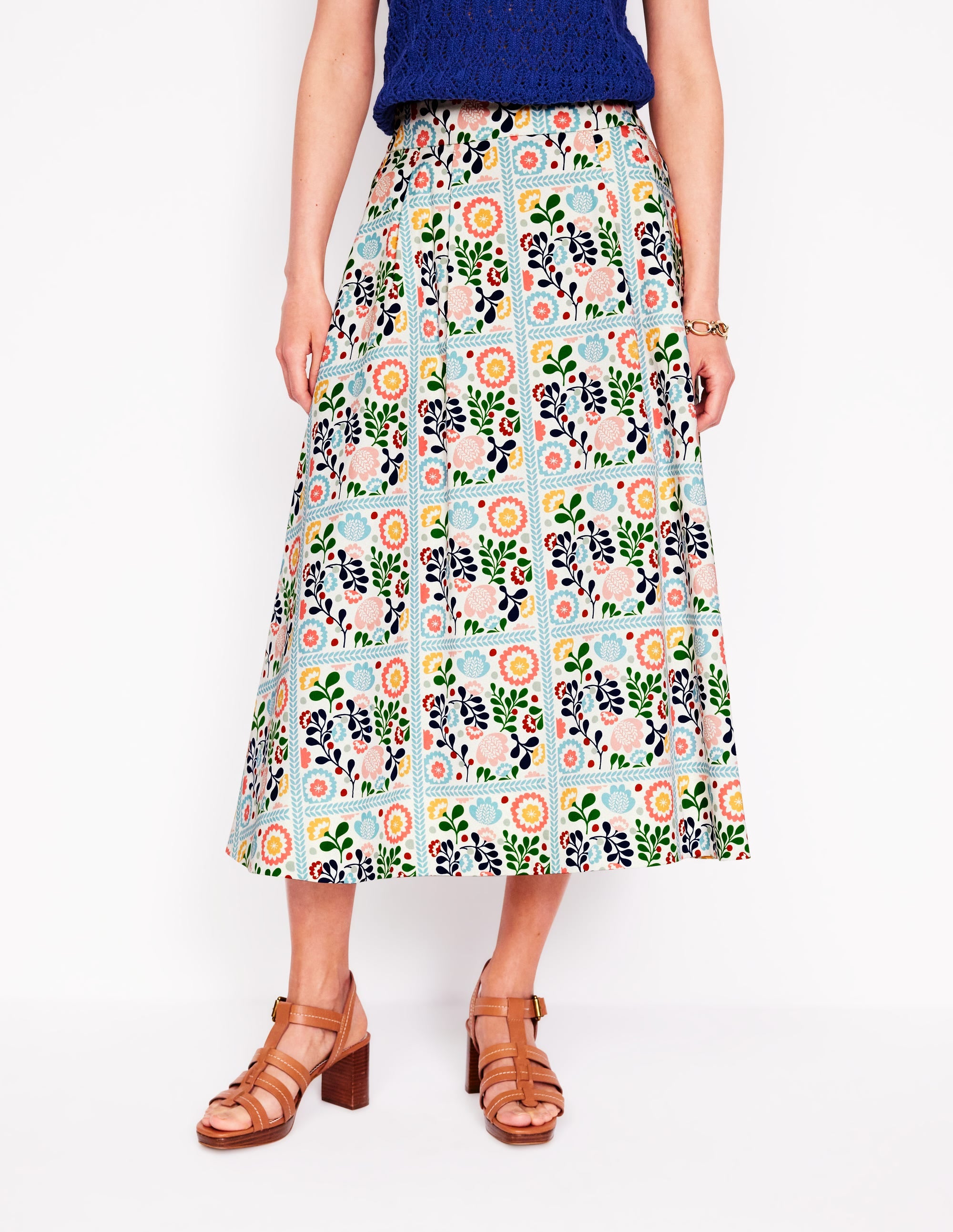 Isabella Cotton Sateen Skirt-Multi, Vine Tile - Image 4