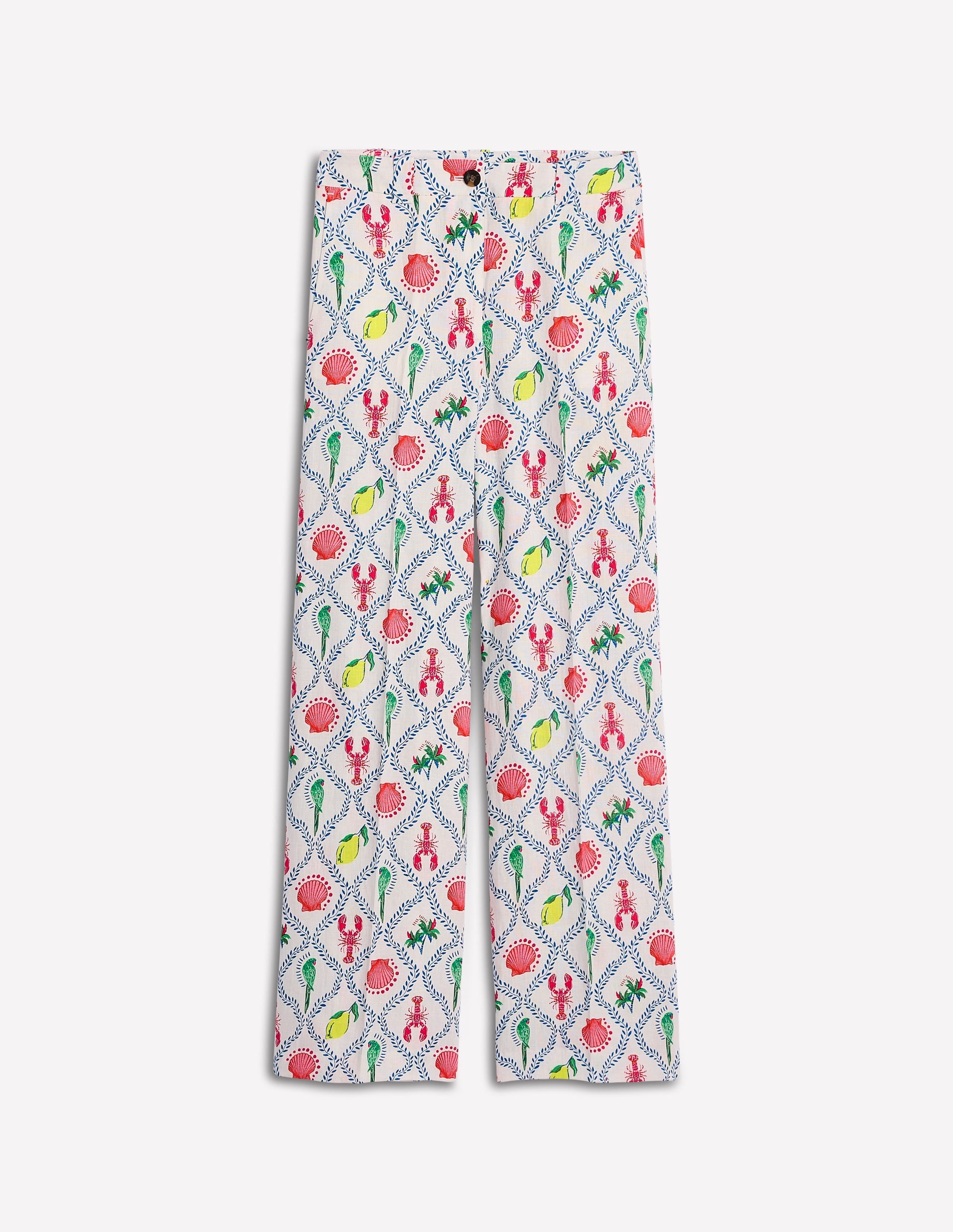 Westbourne Linen Trousers-Ivory, Tropical Bonanza Vine - Image 7
