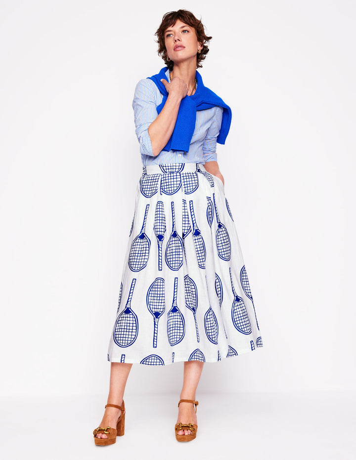 Verity Linen Midi Skirt-Ivory, Tennis