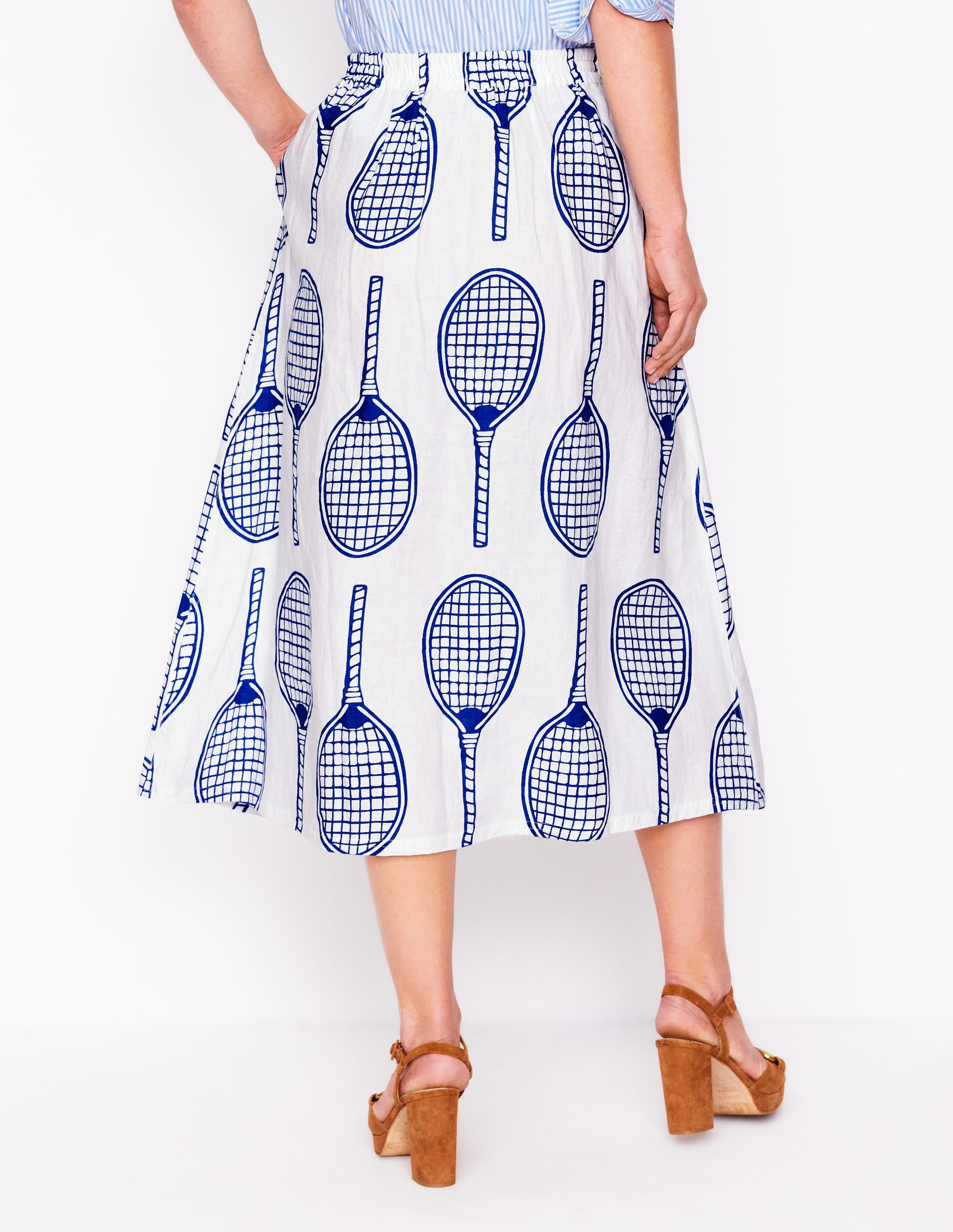 Verity Linen Midi Skirt-Ivory, Tennis - Image 3