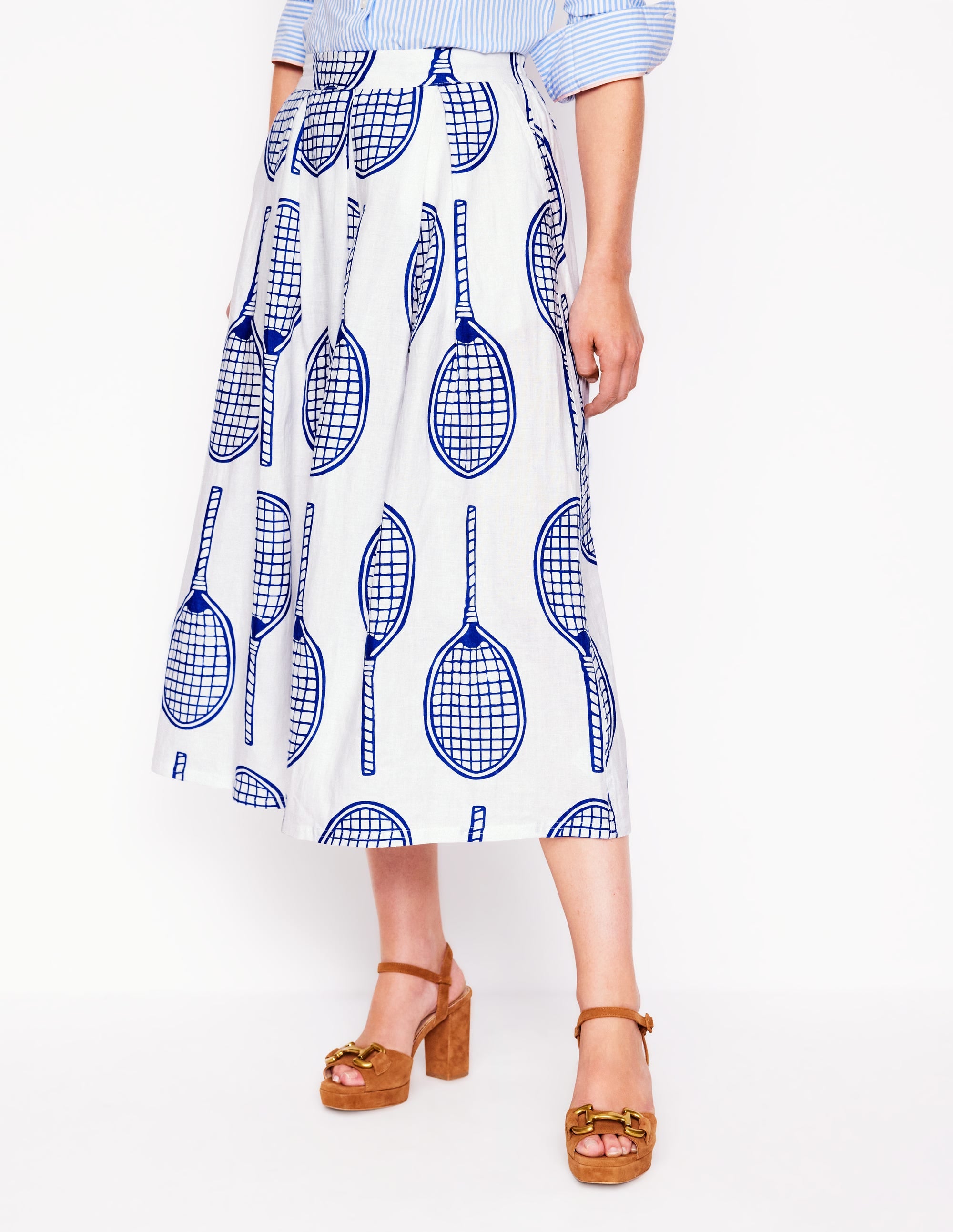 Verity Linen Midi Skirt-Ivory, Tennis - Image 4