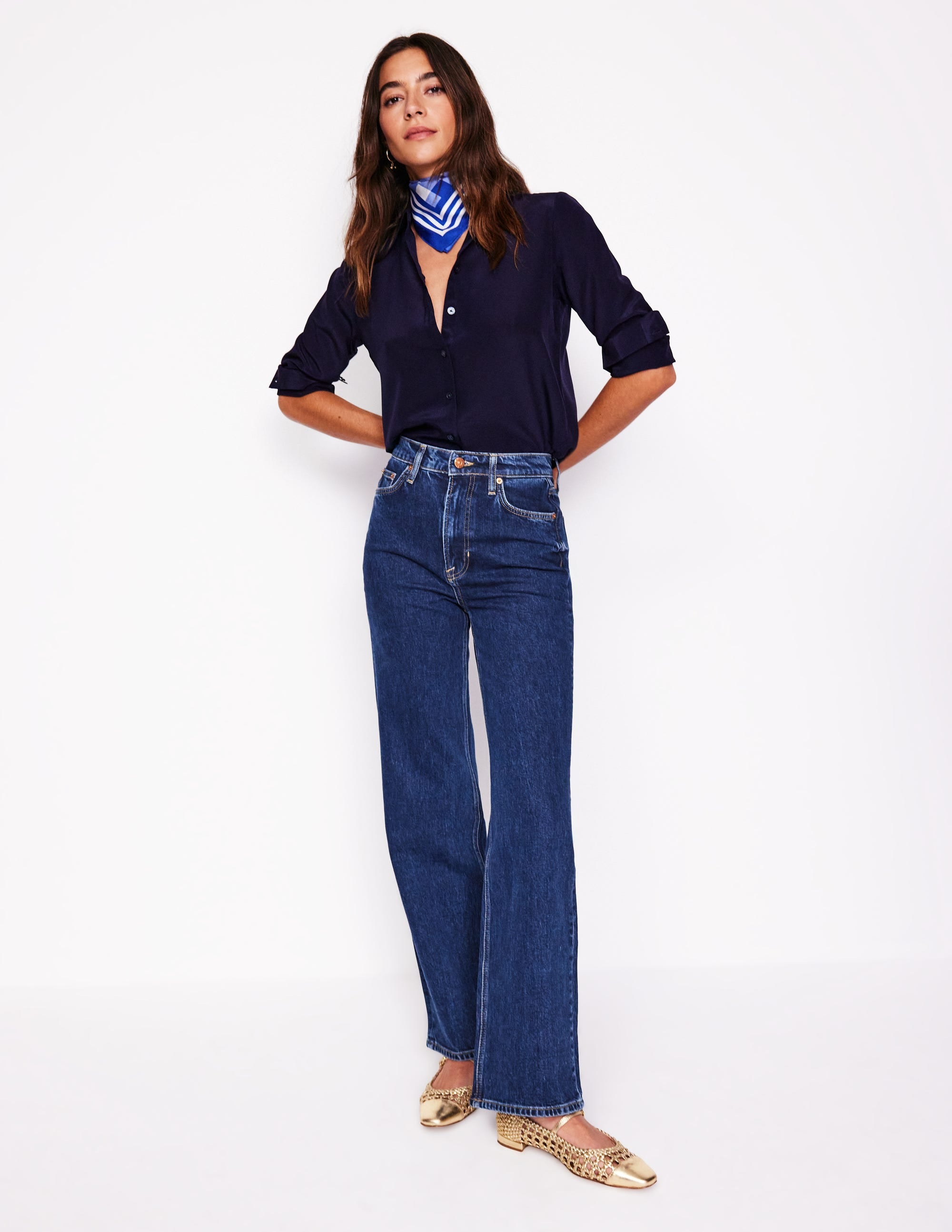 High Rise Column Leg Jeans-Dark Vintage - Image 1