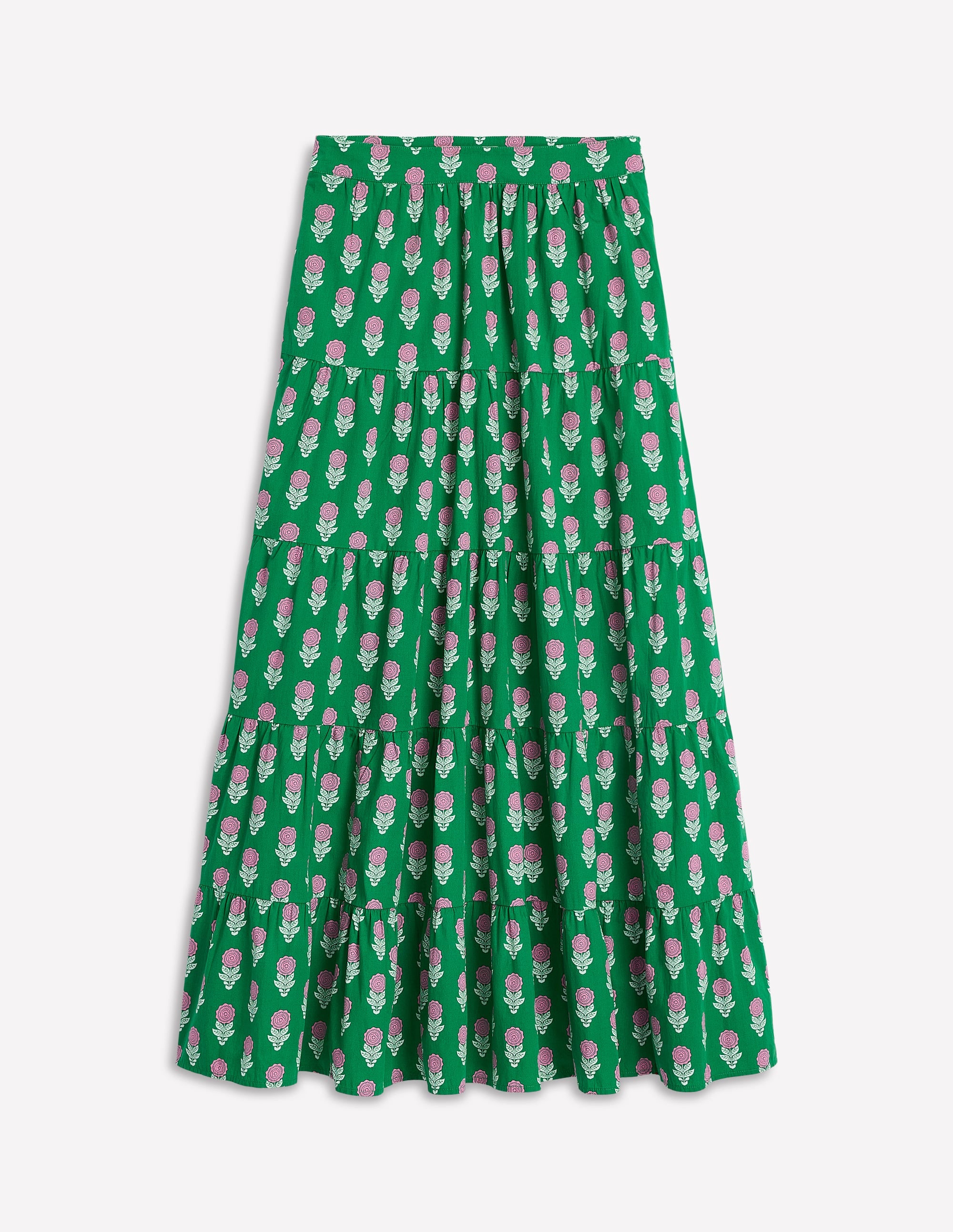 Nadia Poplin Maxi Skirt-Green Stamp, Dahlia Sprig - Image 5