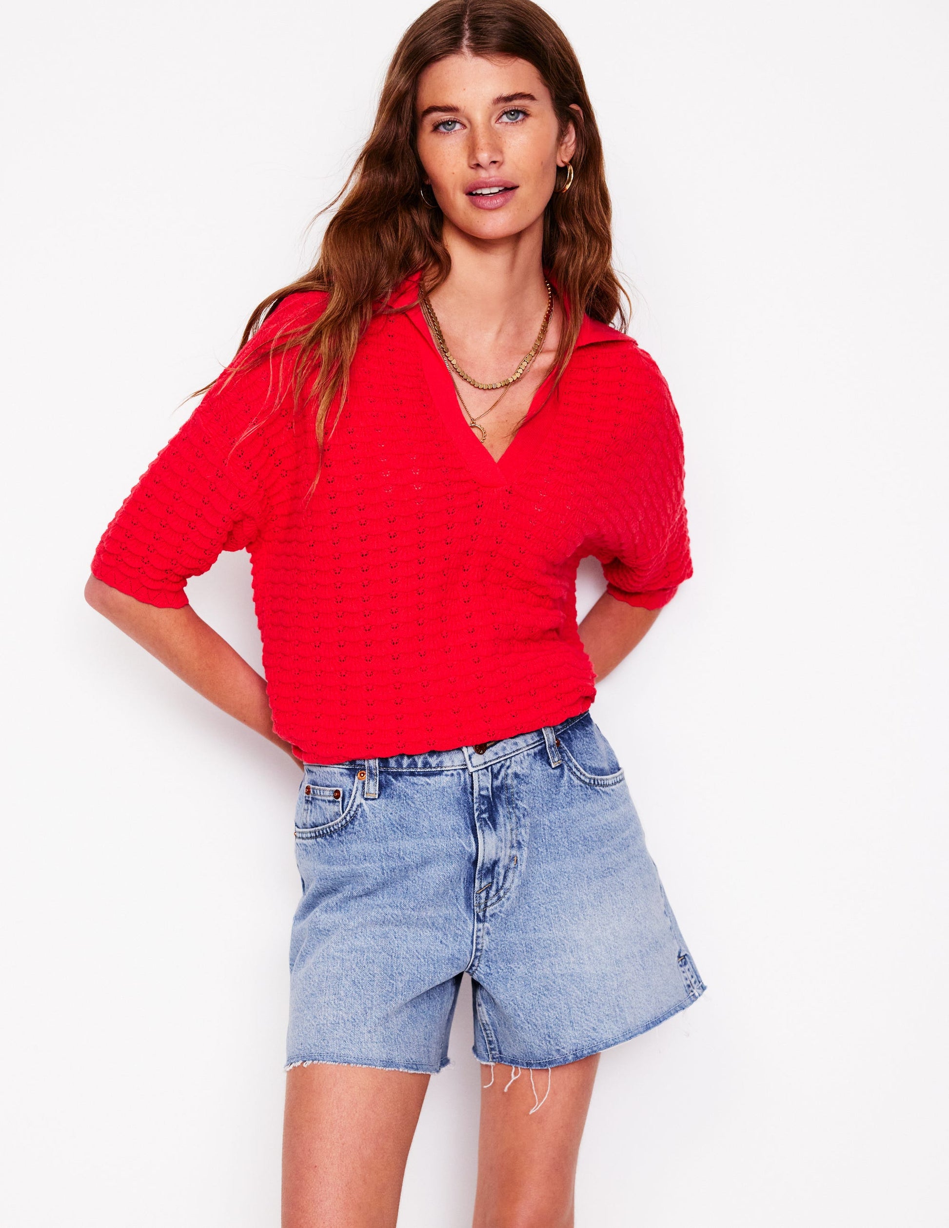 Cut Off Denim Shorts-Light Vintage Boden AU - Main Image