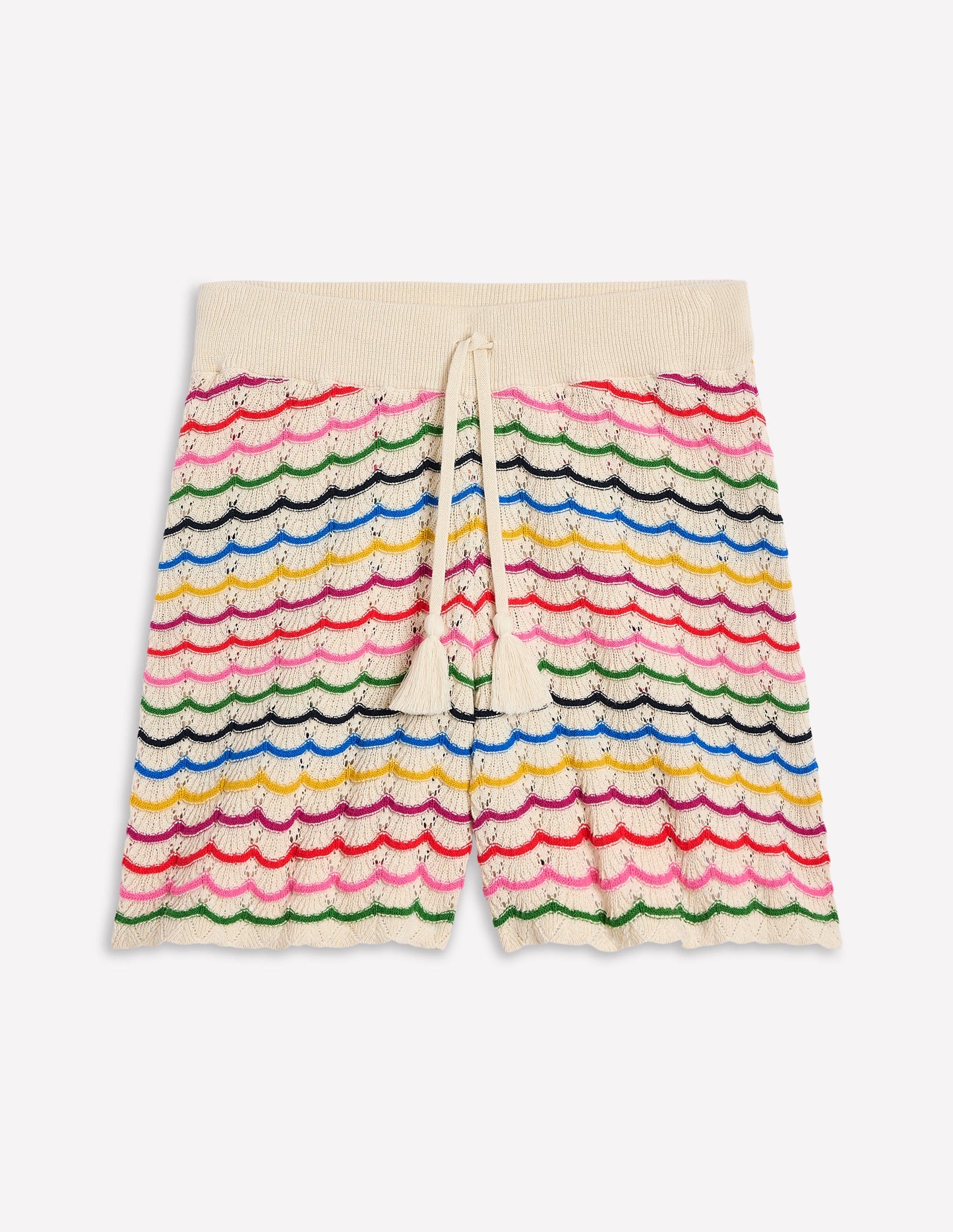 Textured Knitted Shorts-Multi Stripe