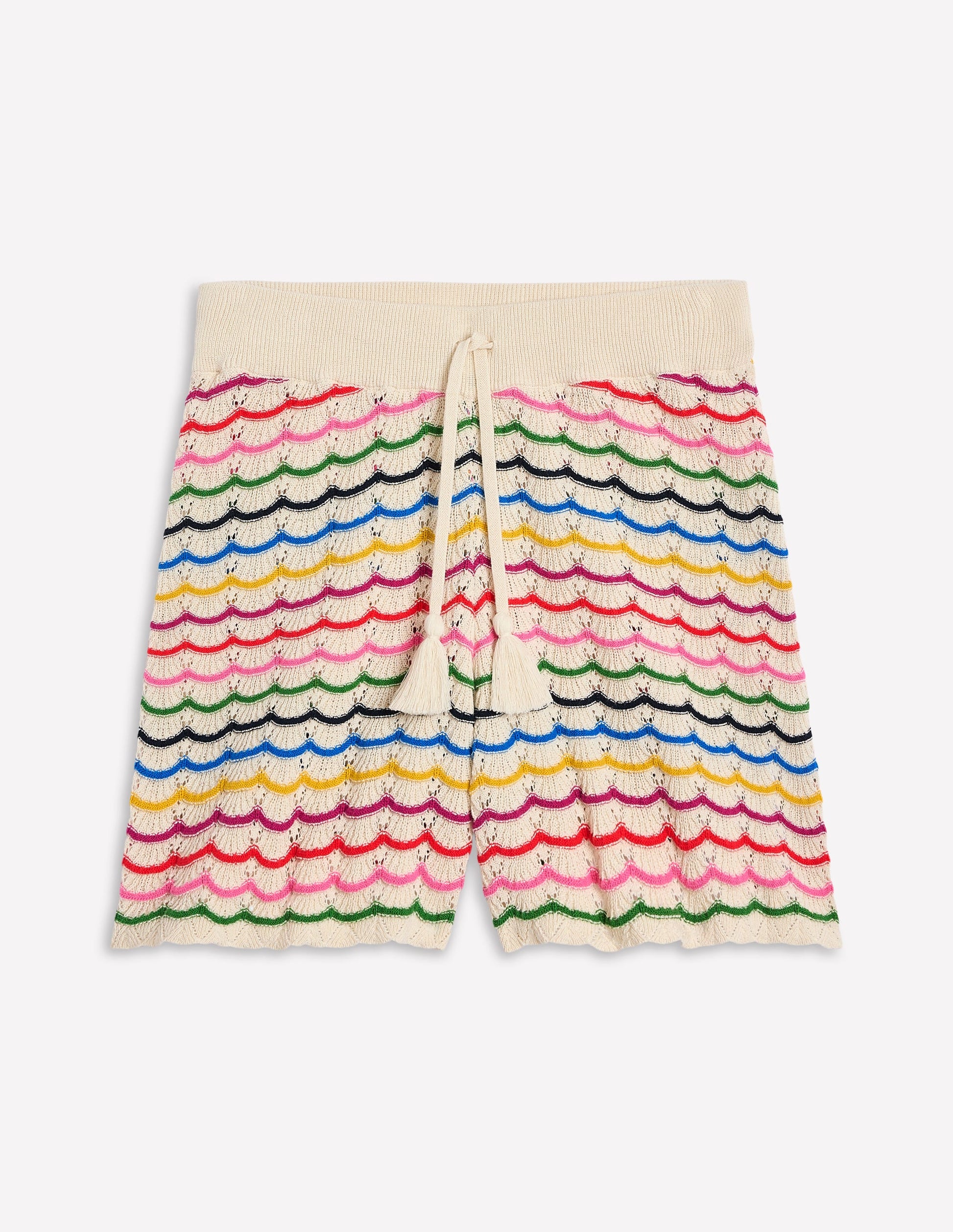 Textured Knitted Shorts-Multi Stripe-5