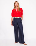 Wide Flare Trousers-Navy