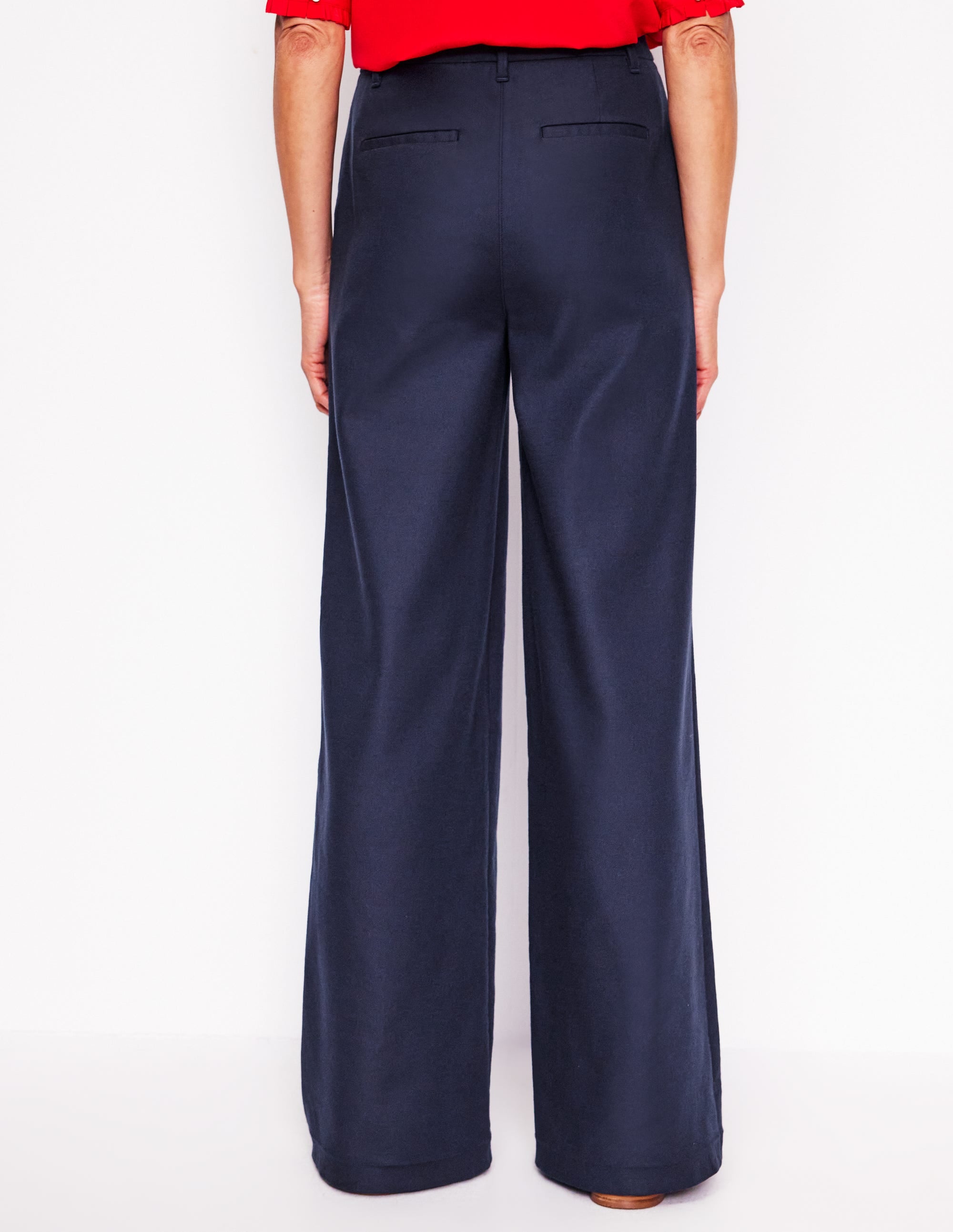 Wide Flare Trousers-Navy - Image 4