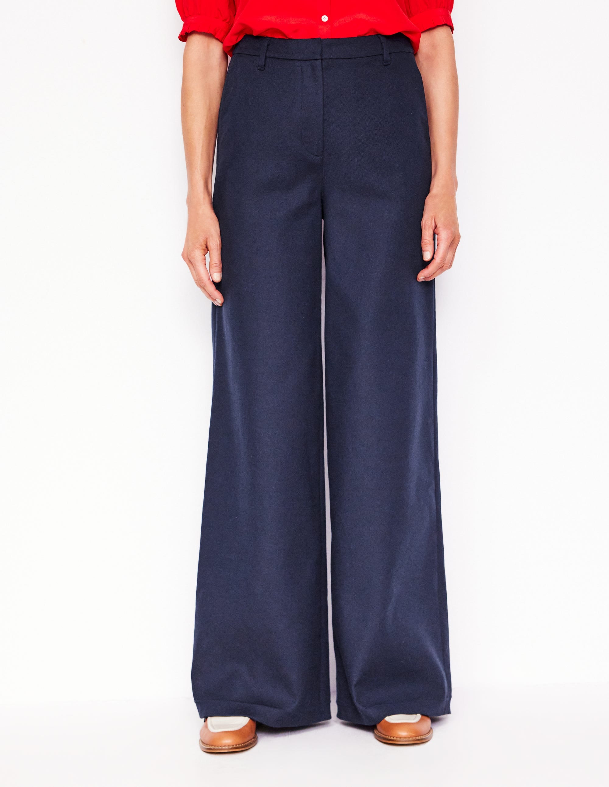 Wide Flare Trousers-Navy - Image 5