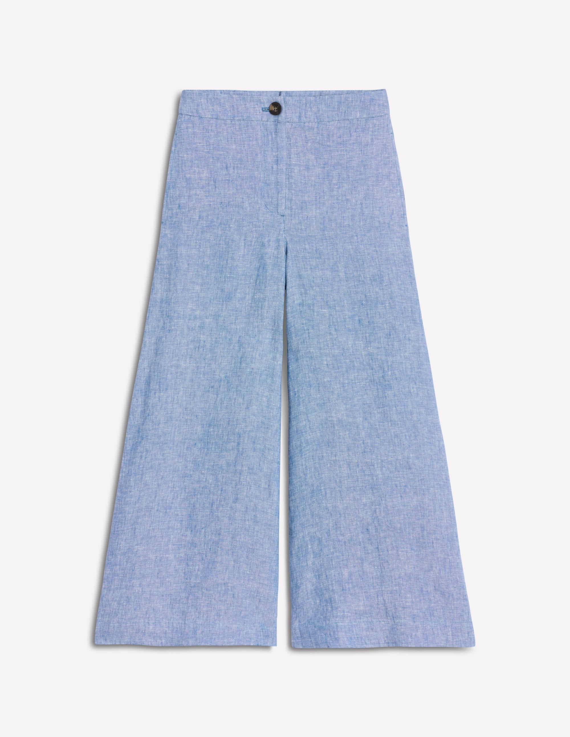 Wide Crop Linen Trousers-Grey Blue Chambray - Image 5