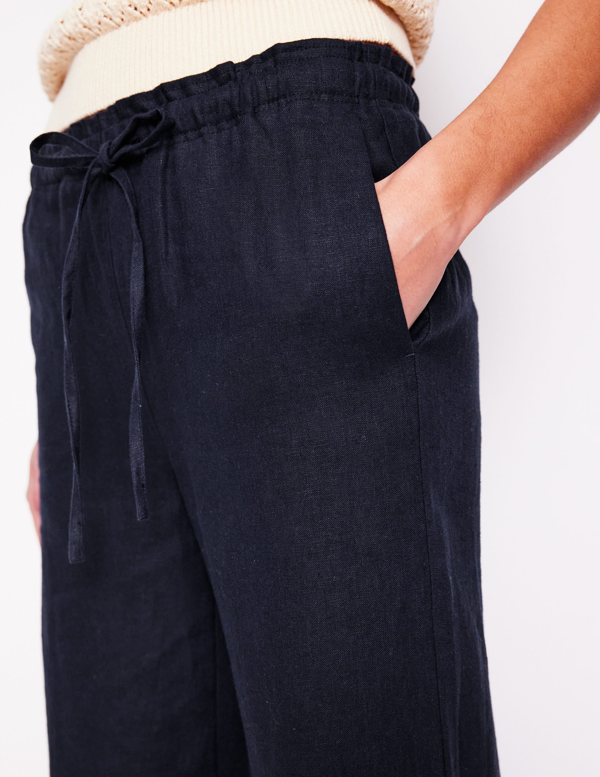 Islington Linen Trousers-Navy - Image 3