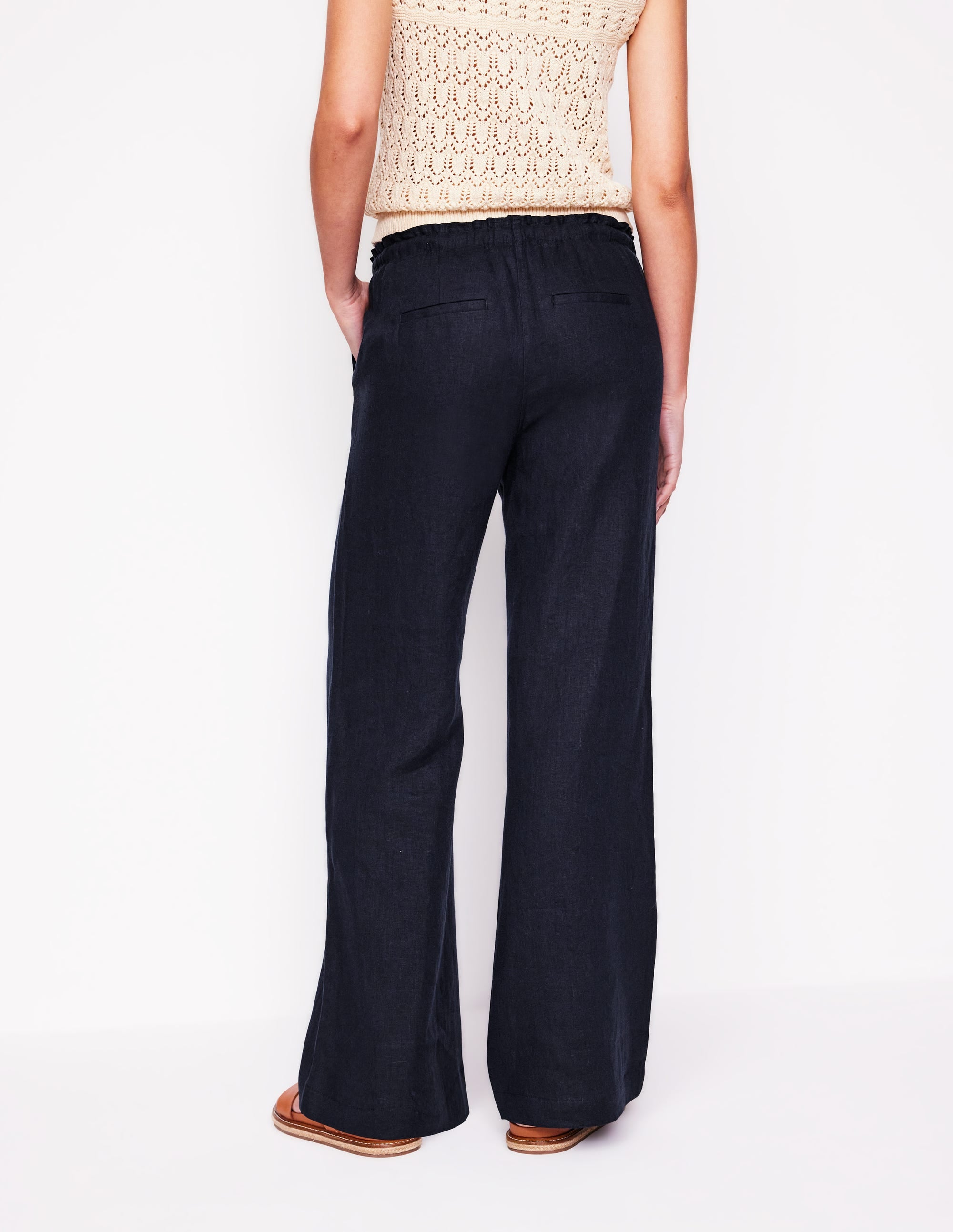 Islington Linen Trousers-Navy - Image 4