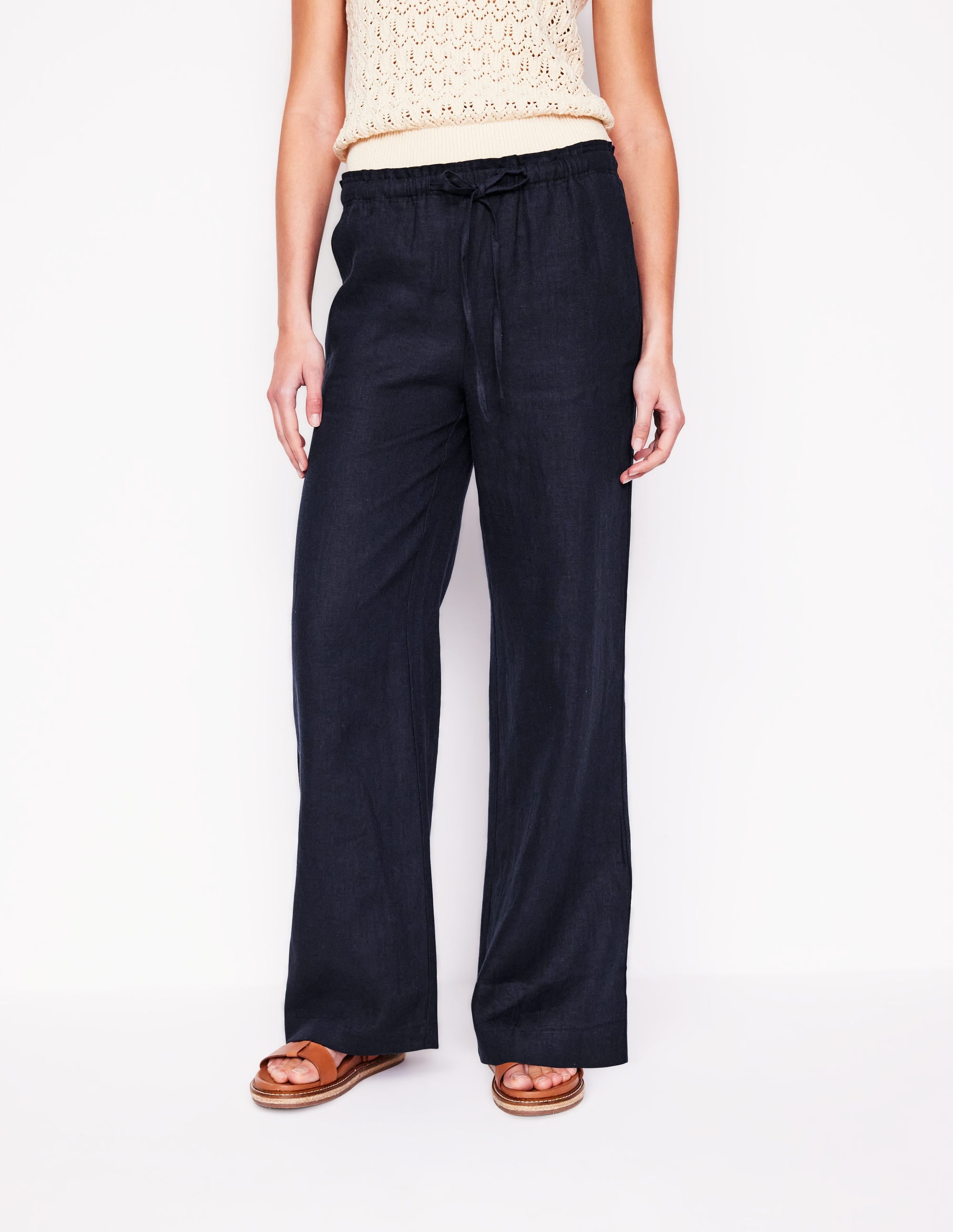 Islington Linen Trousers-Navy - Image 5