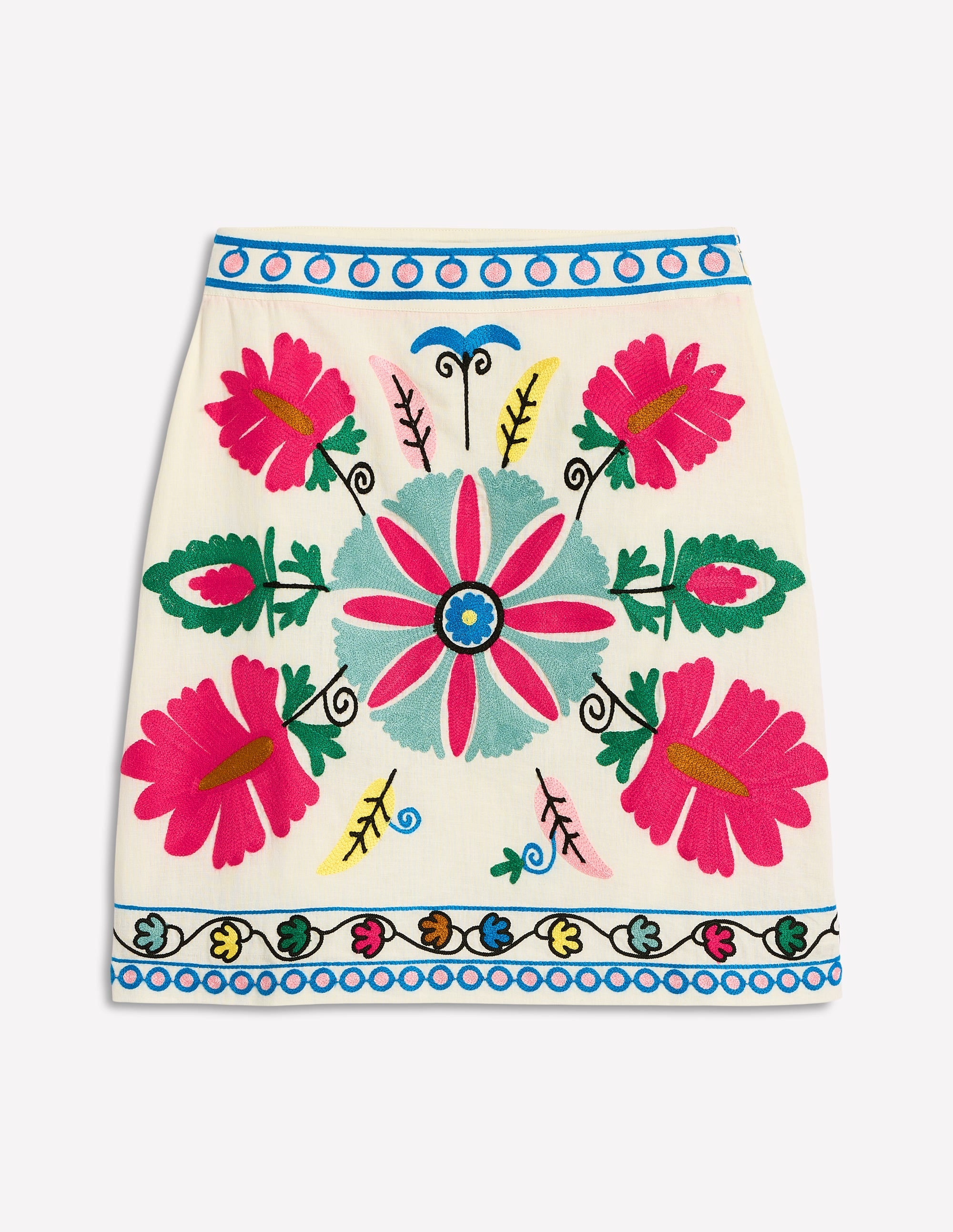 Aline Embroidered Linen Skirt-Ivory Embroidery - Image 6