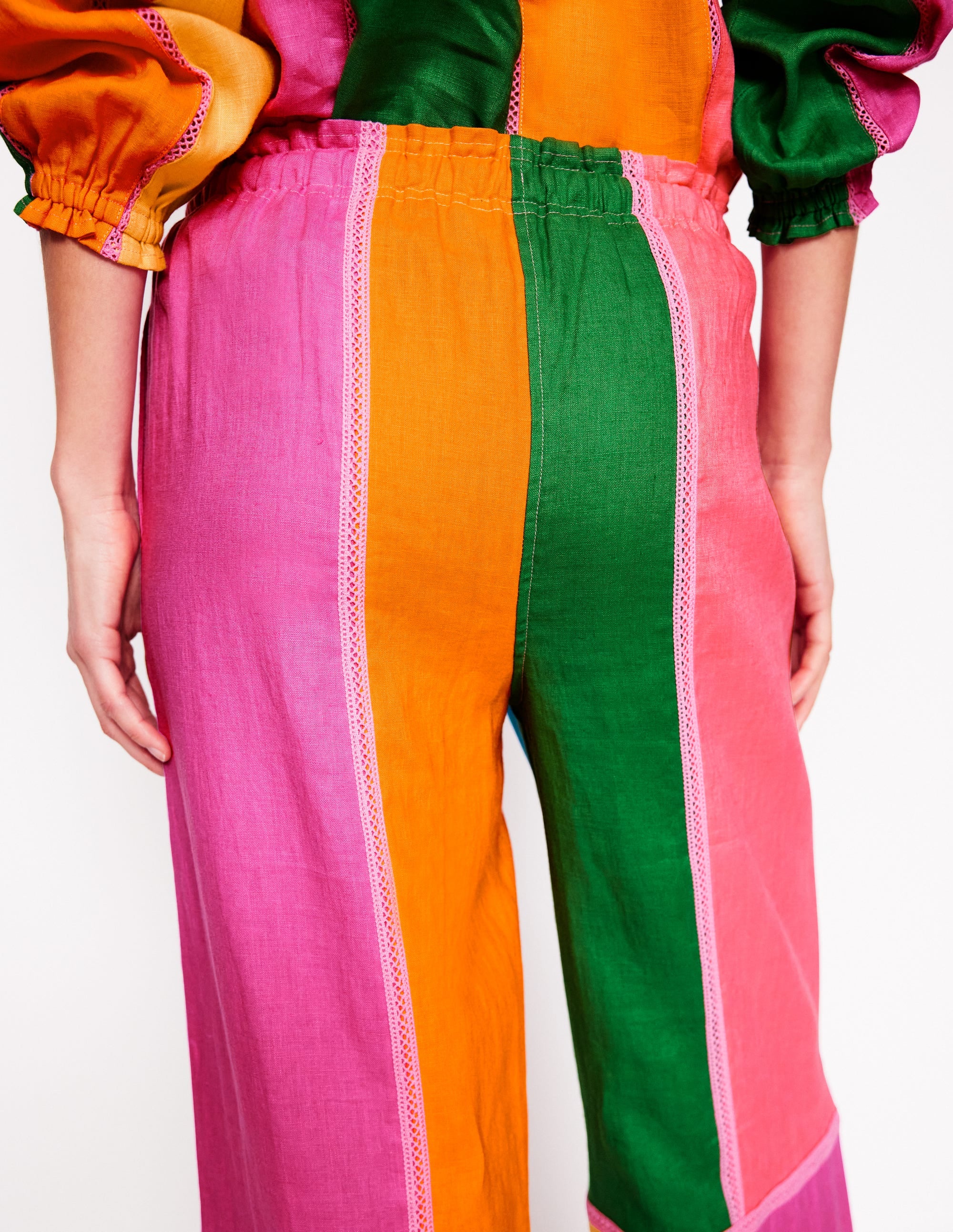 Islington Linen Trousers-Multi Colourblock - Image 2