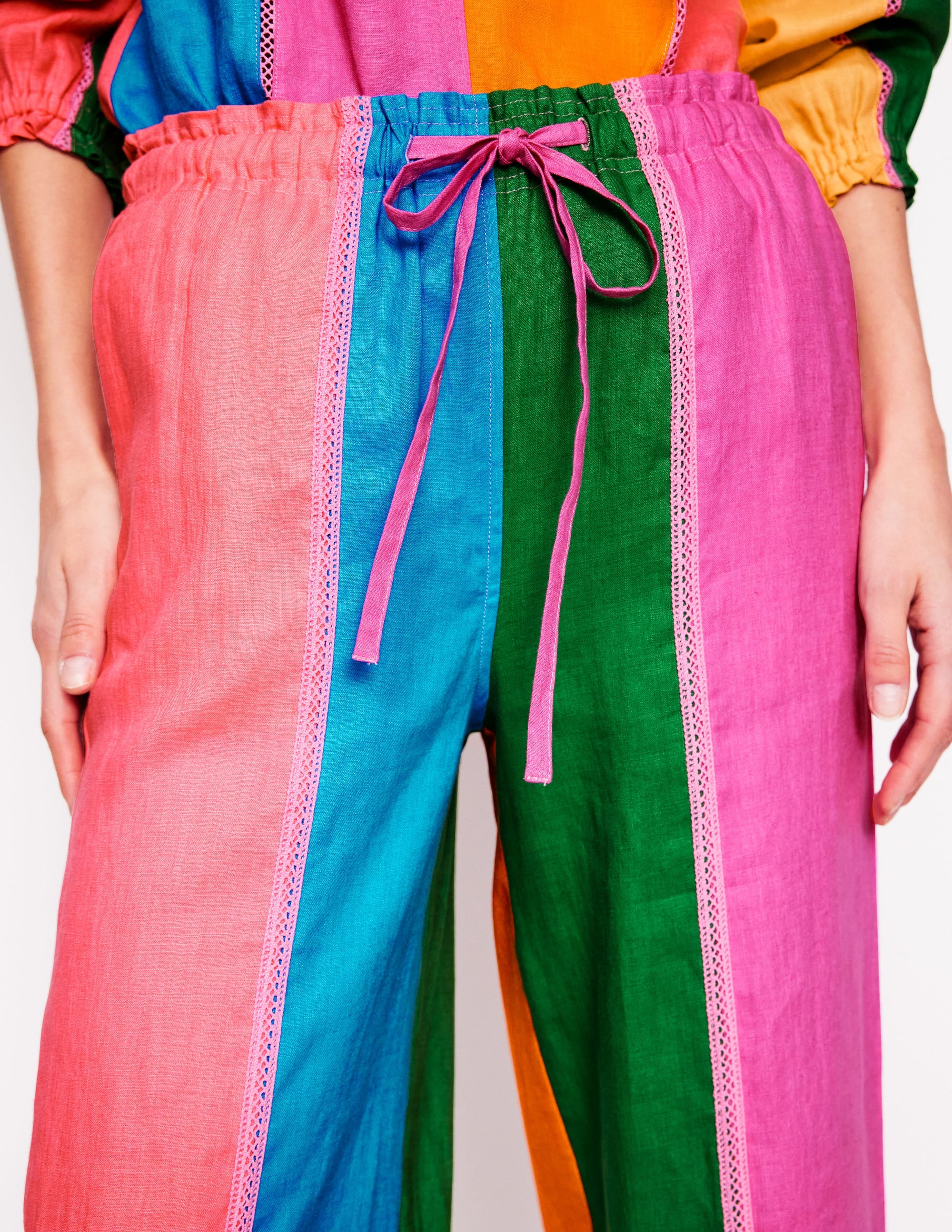 Islington Linen Trousers-Multi Colourblock - Image 3