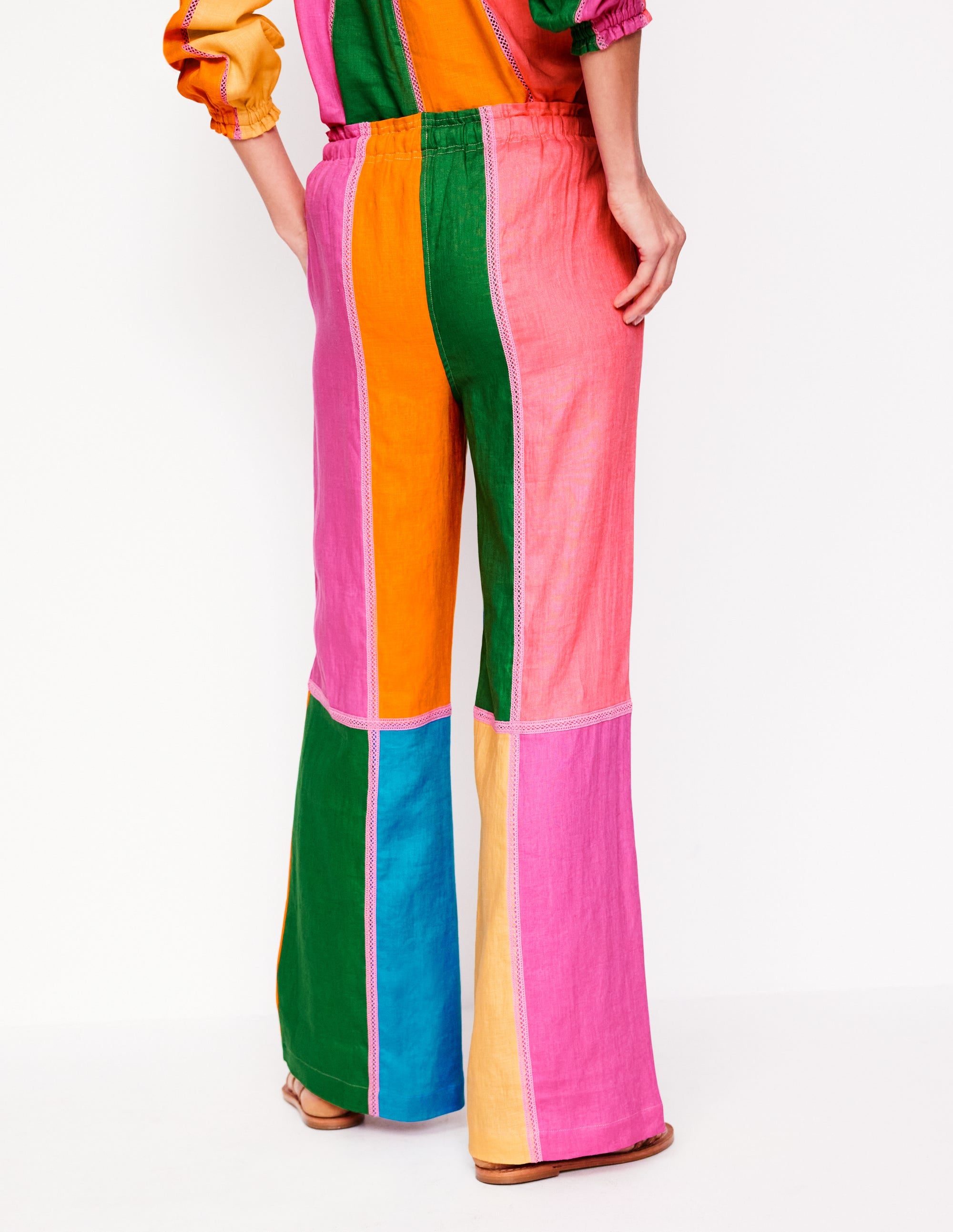 Islington Linen Trousers-Multi Colourblock - Image 4