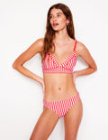 Classic Bikini Bottoms-Coral Punch/Ivory Stripe