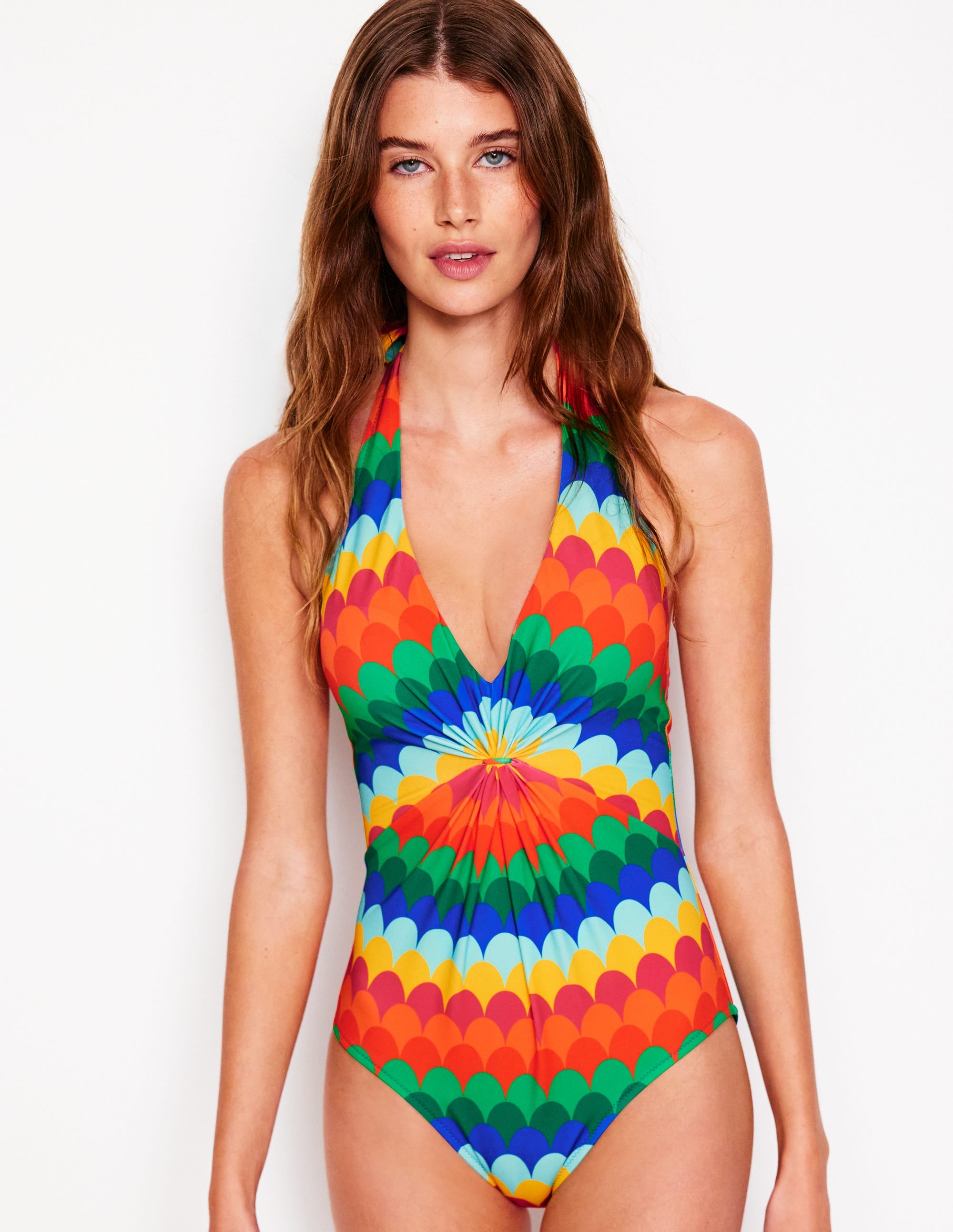 Ruched Loop Swimsuit-Multi, Scallop Stripe - Image 2