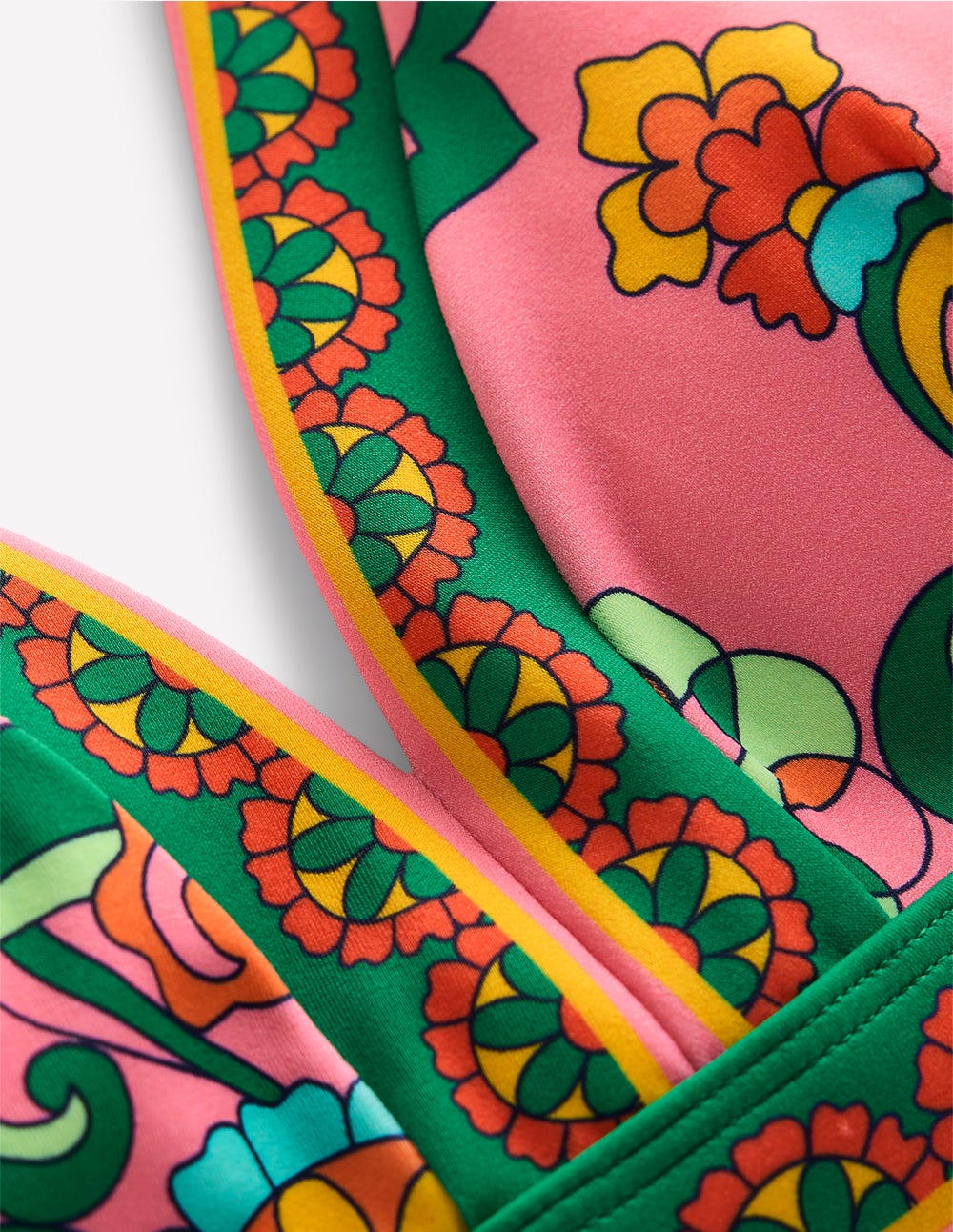 Ios V Panel Bikini Top-Pink Rose, Foliage Trail