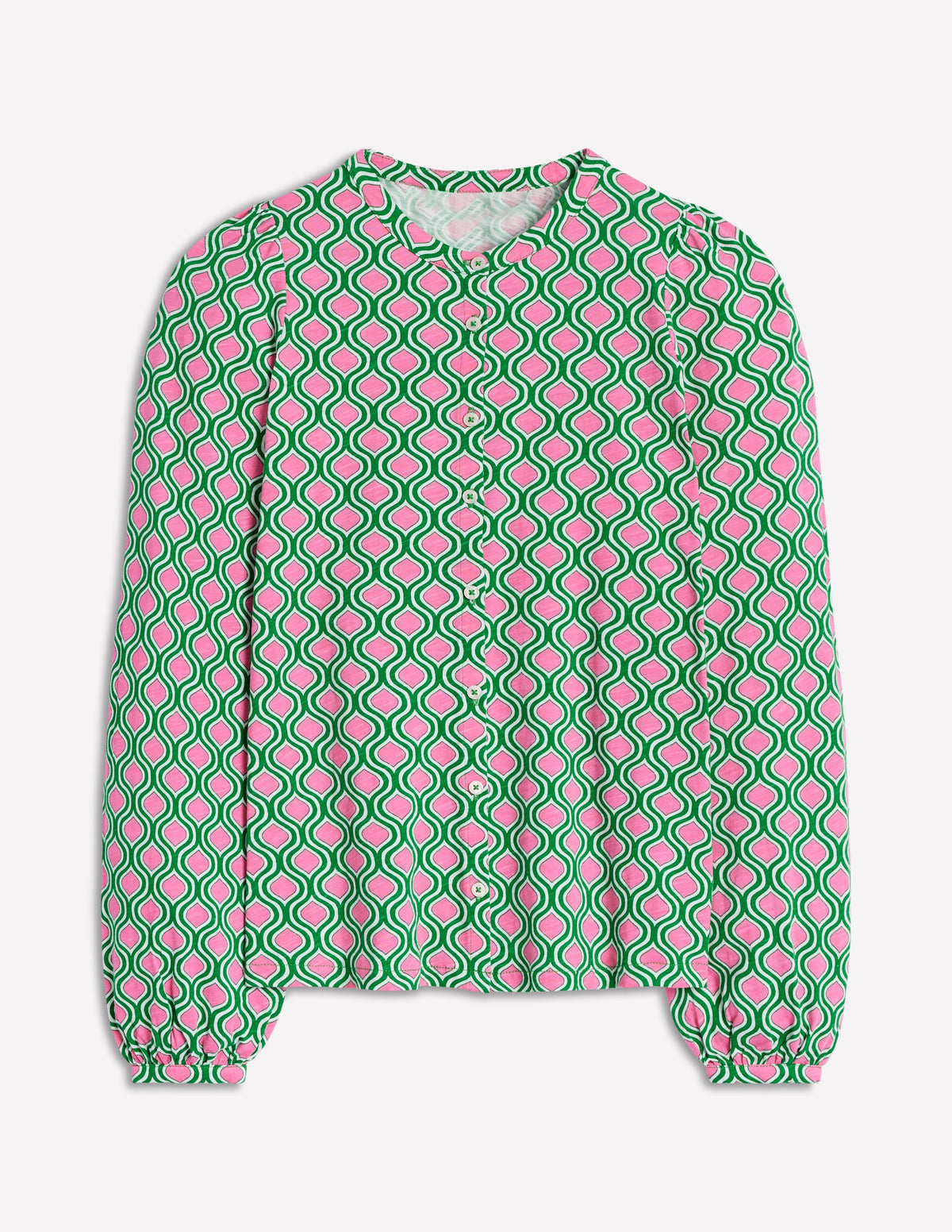 Marina Jersey Shirt-Rich Emerald, Geo Trellis - Image 6