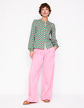 Marina Jersey Shirt-Rich Emerald, Geo Trellis