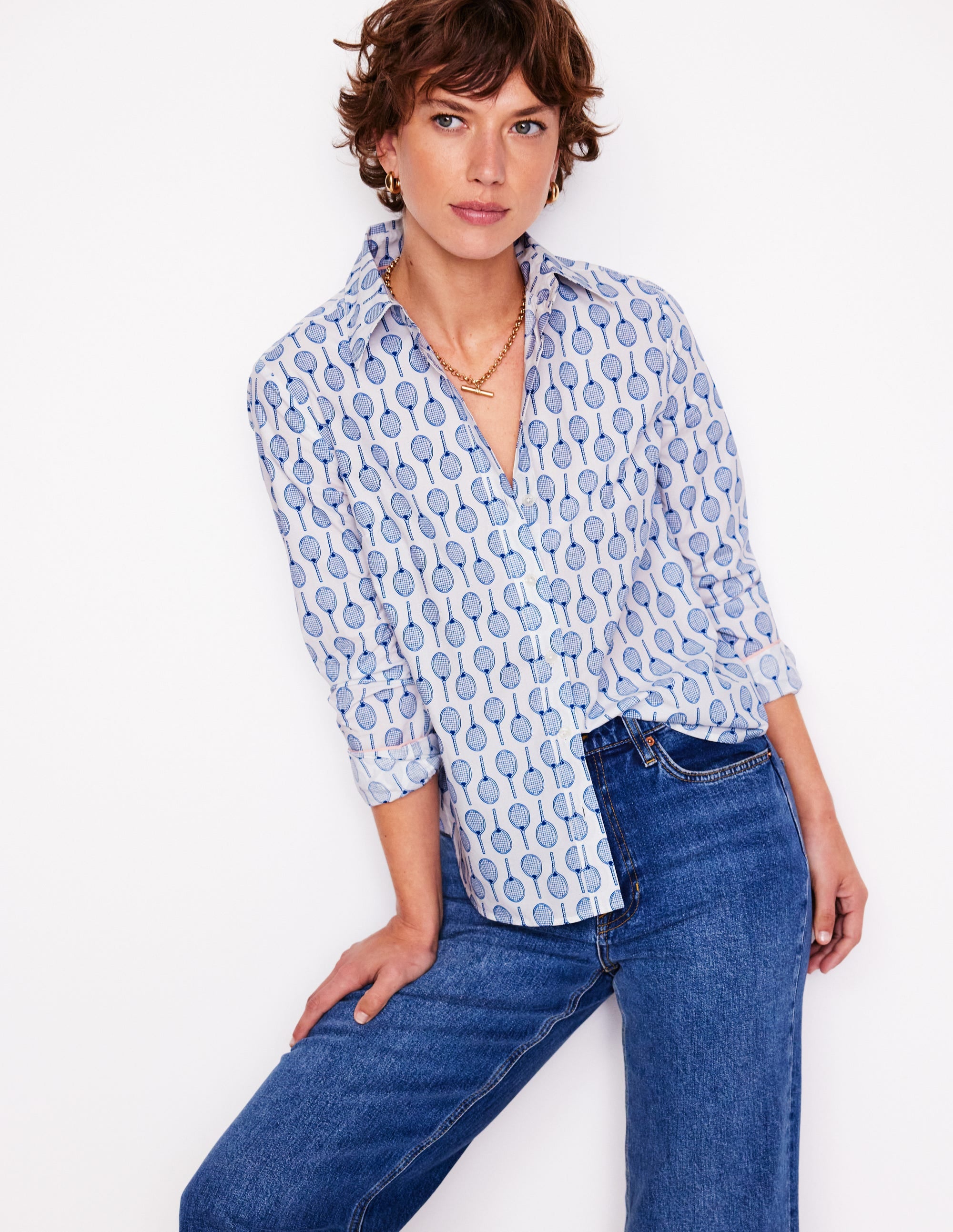 Sienna Cotton Shirt-Ivory, Tennis - Image 1