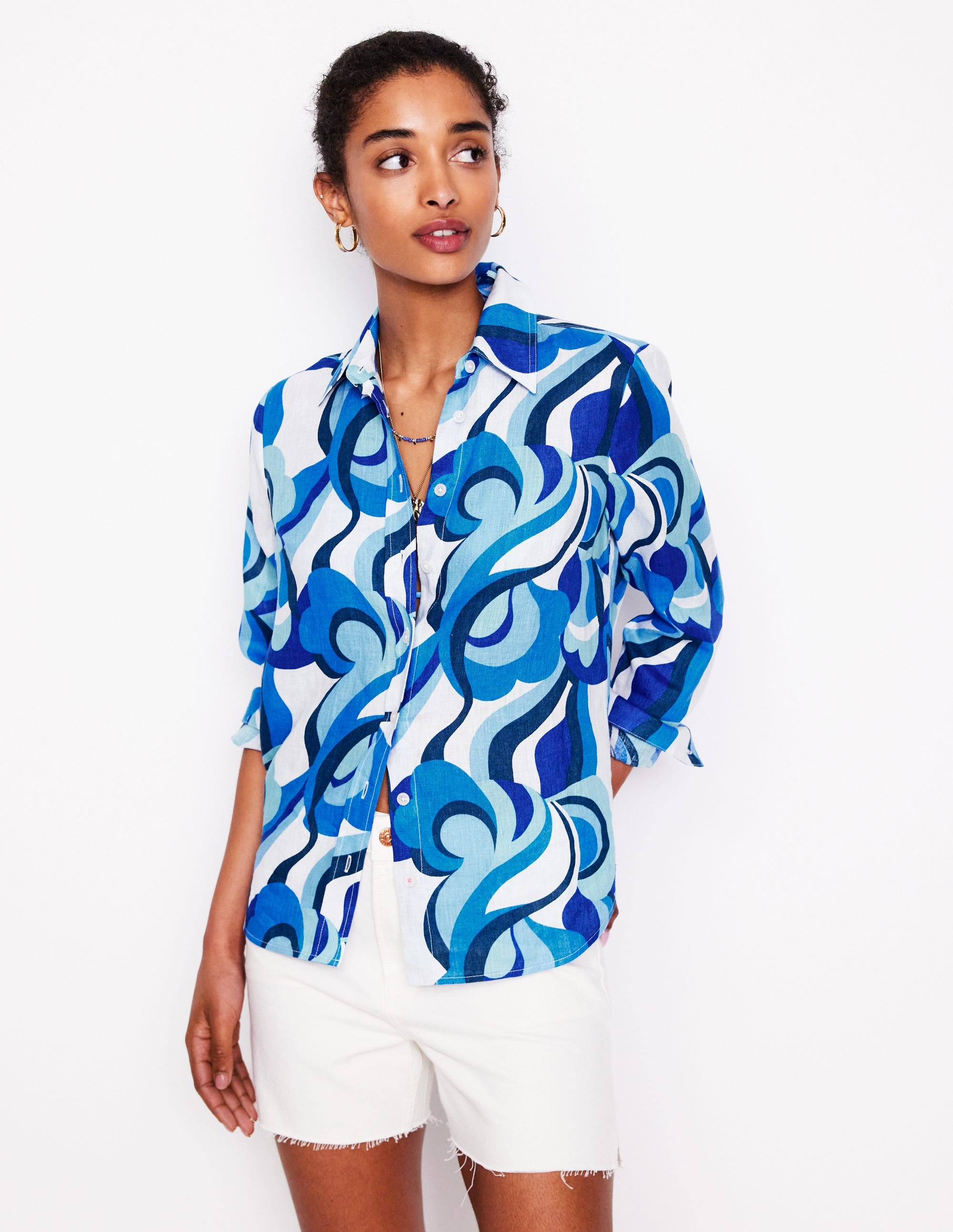 Sienna Linen Shirt-Multi Abstract Swirl - Image 1