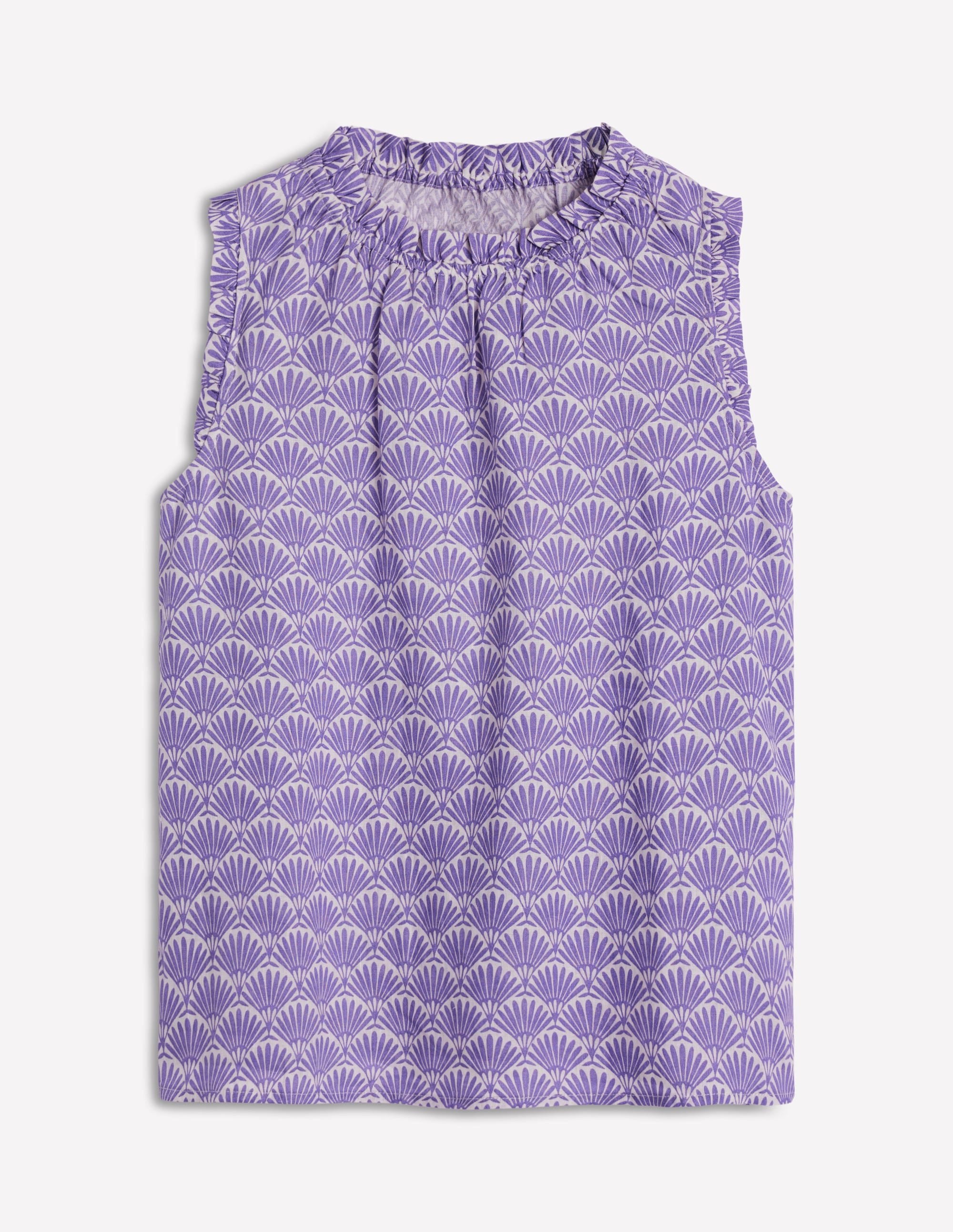 Sophie Ruffle Linen Top-Purple, Deco Palm - Image 6