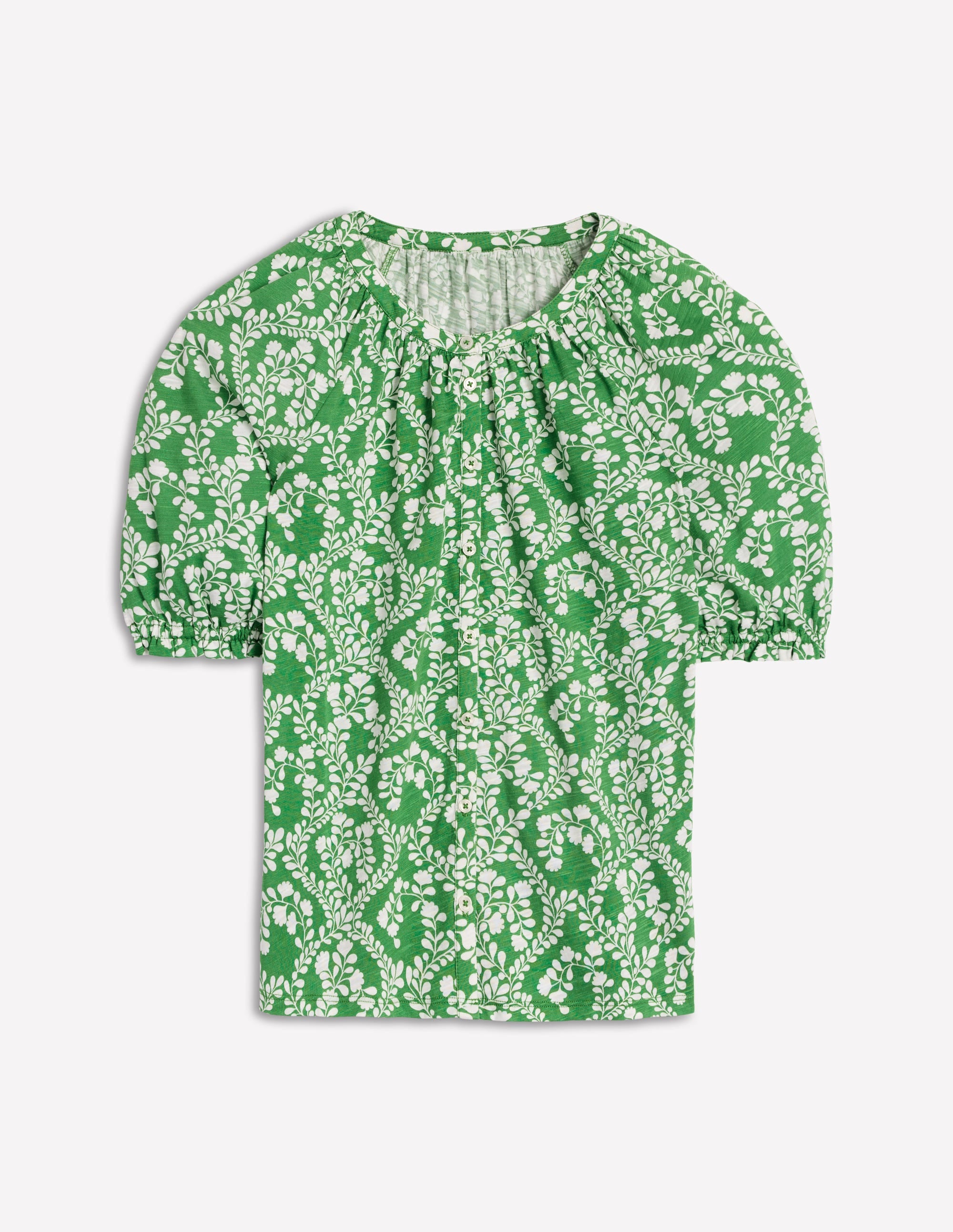 Isla Jersey Shirt-Iguana Green, Vine Sillouette - Image 5