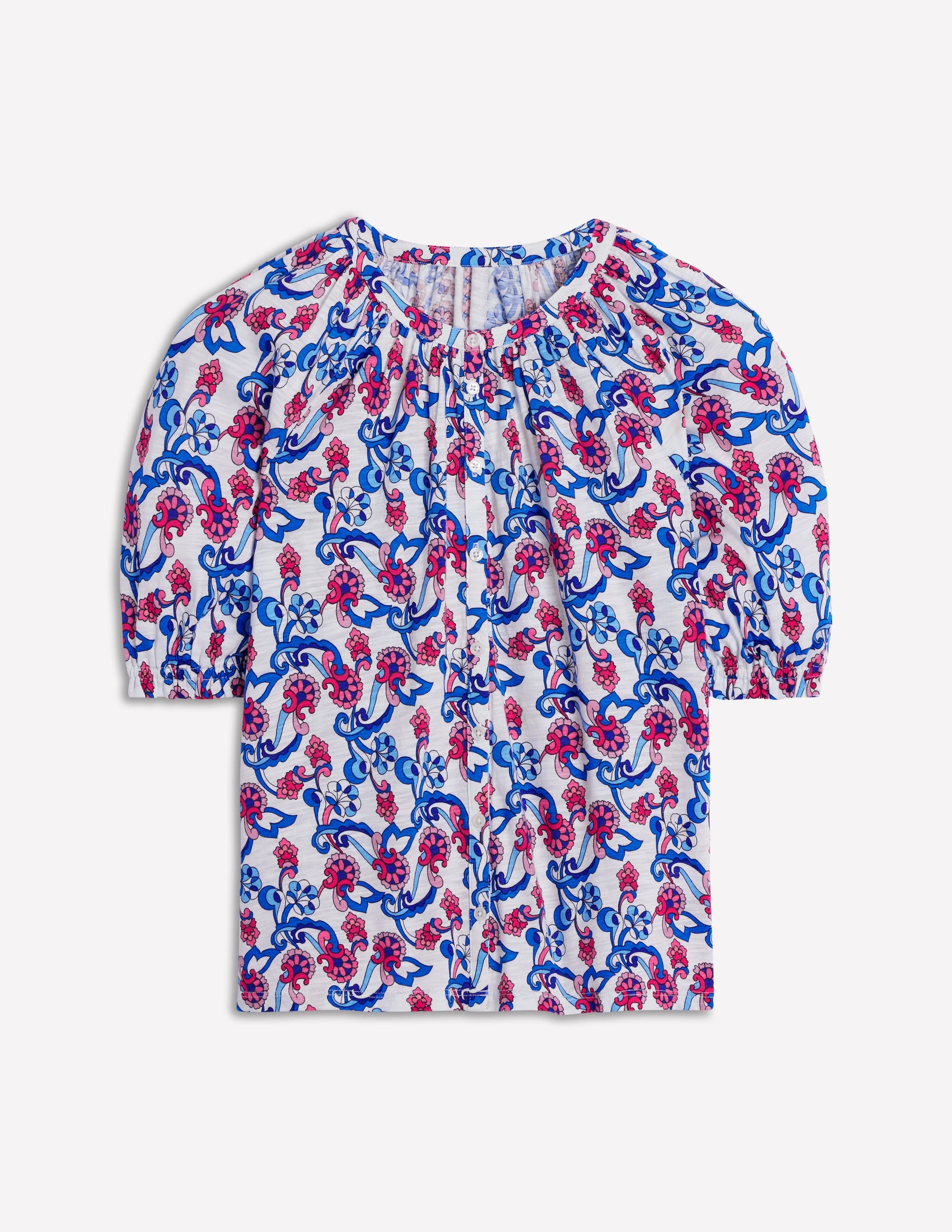 Isla Jersey Shirt-Ivory, Floral - Image 5