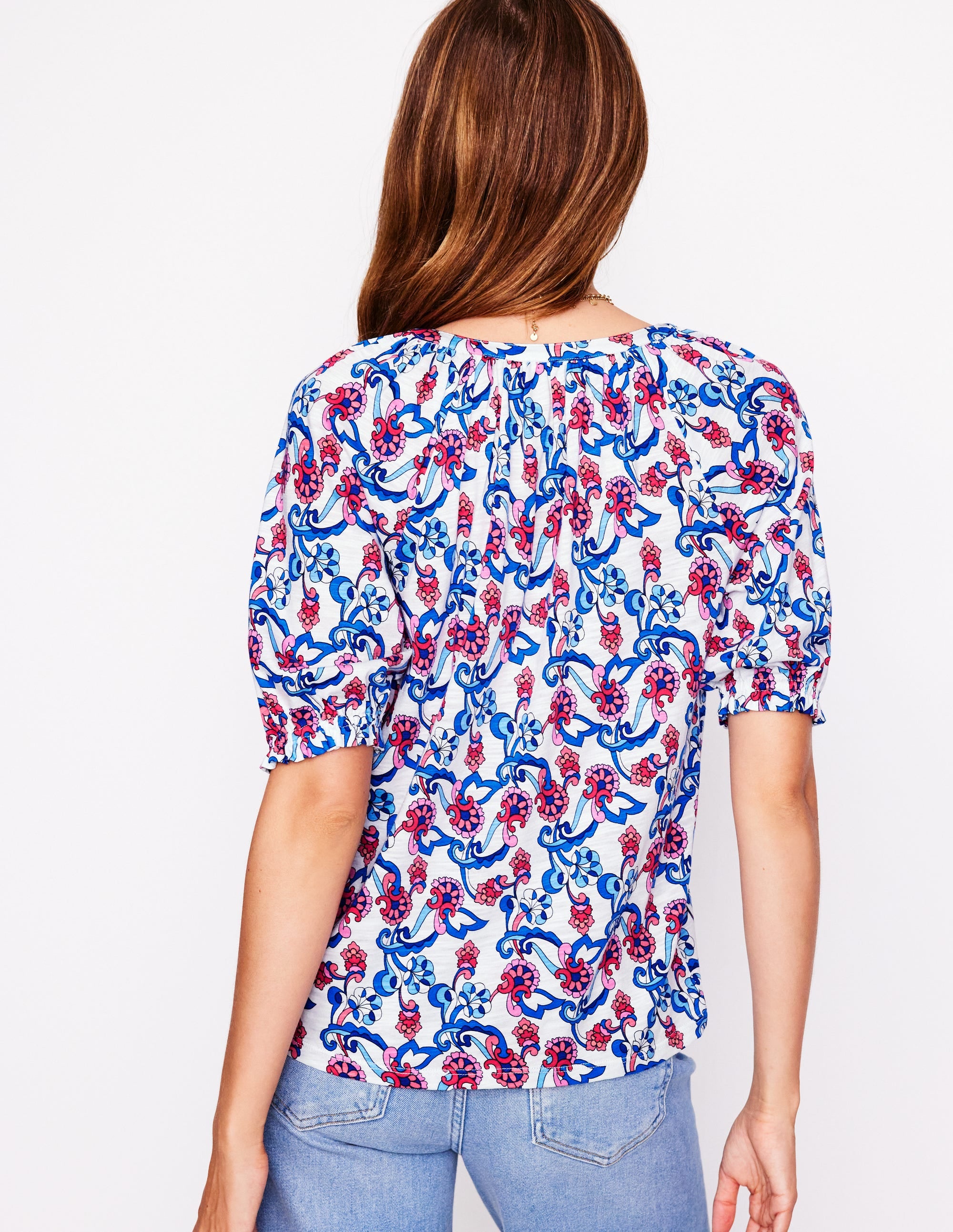 Isla Jersey Shirt-Ivory, Floral - Image 3