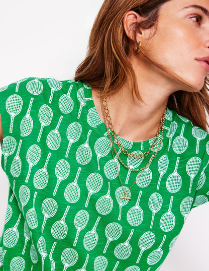 Louisa Slub T-Shirt-Rich Emerald, Tennis-2