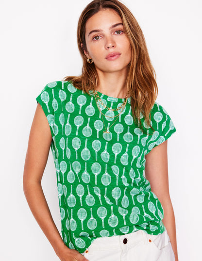 Louisa Slub T-Shirt-Rich Emerald, Tennis-4