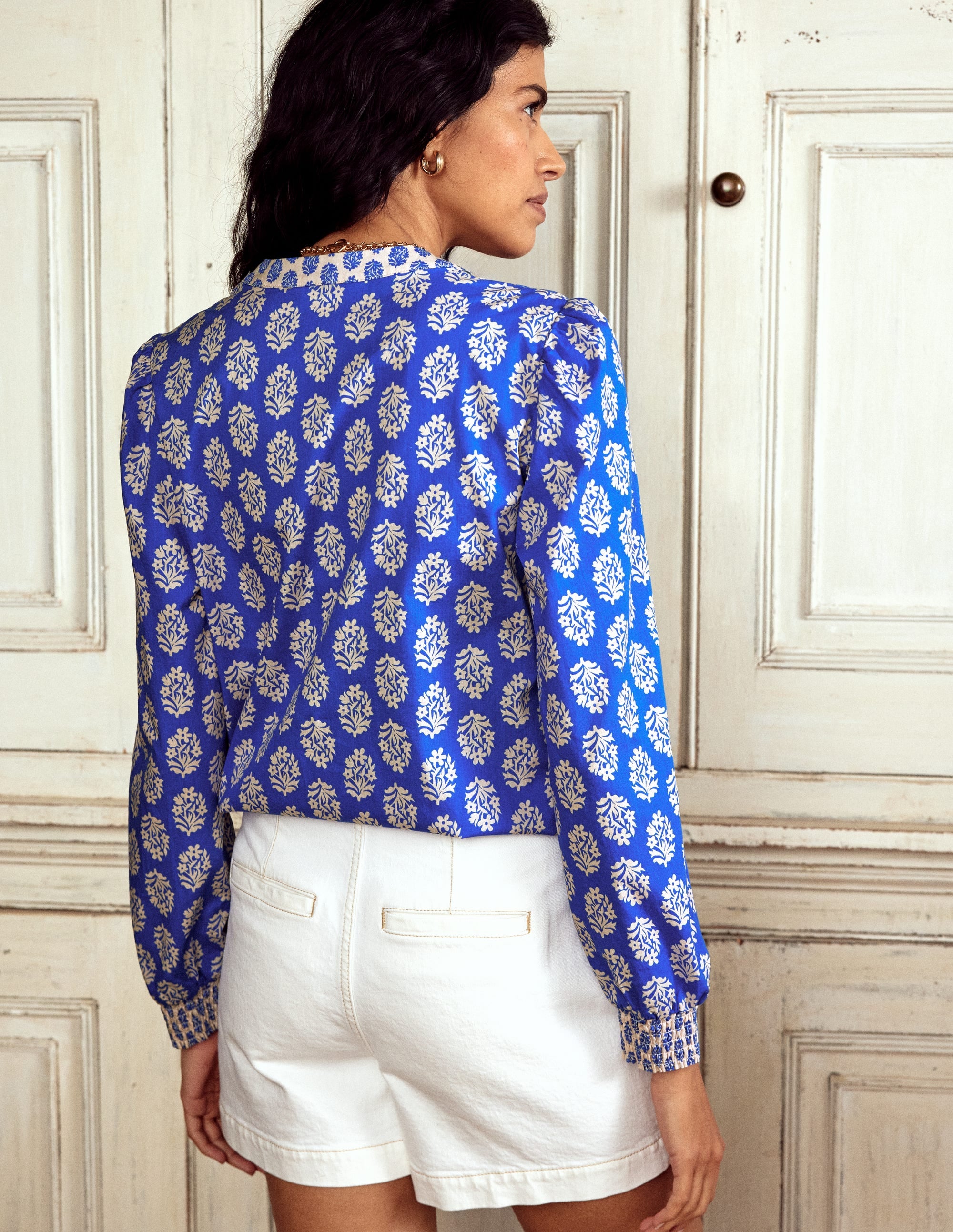 Cotton Notch Neck Top-Gallery Blue, Posey Stamp - Image 4