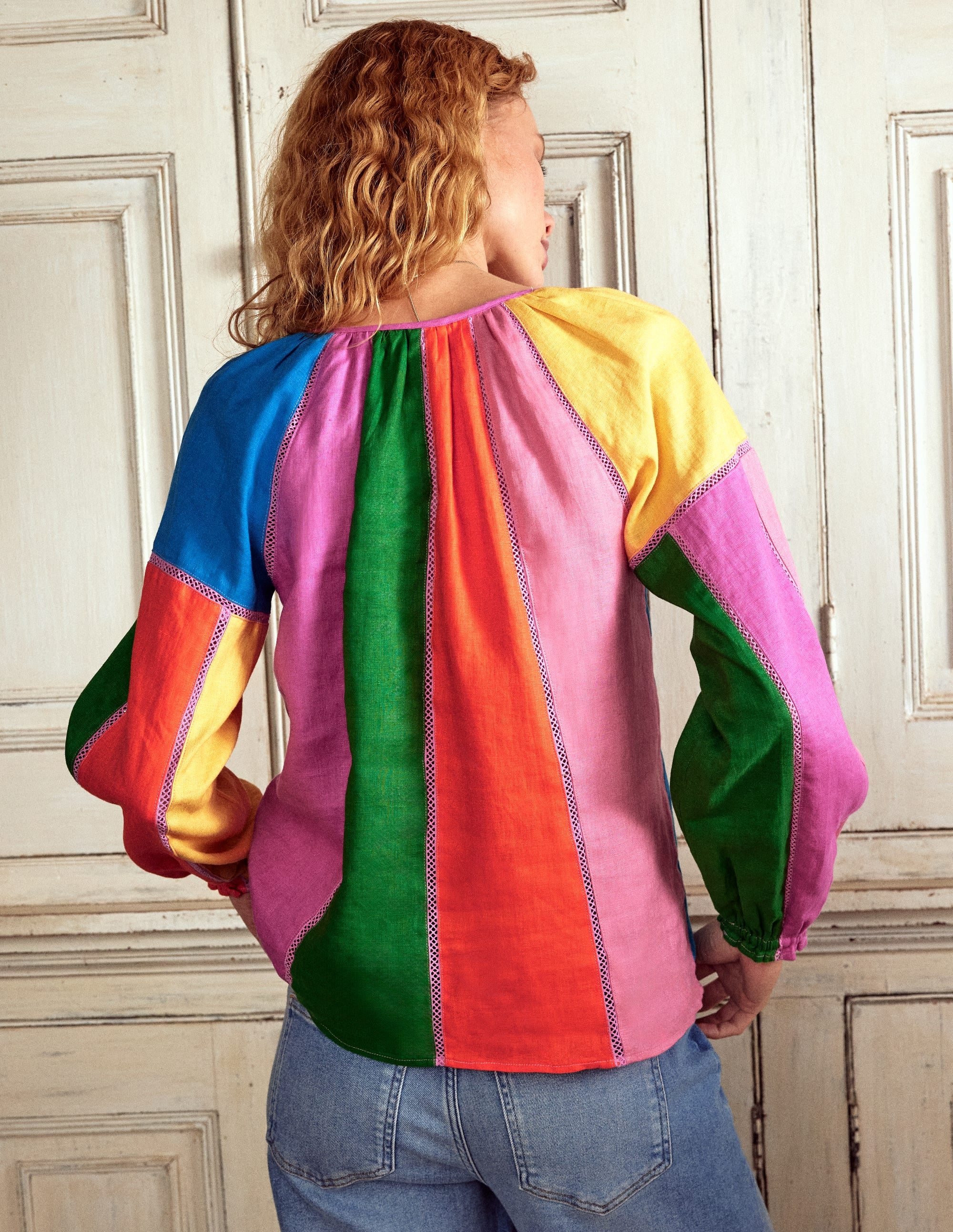 Linen Colour Block Top-Multi - Image 3