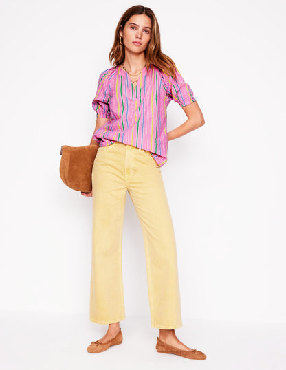 Brooke Cotton Top-Neon Pink Seersucker Stripe-6