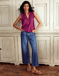 Aria Broderie Trim Vest-Rich Magenta