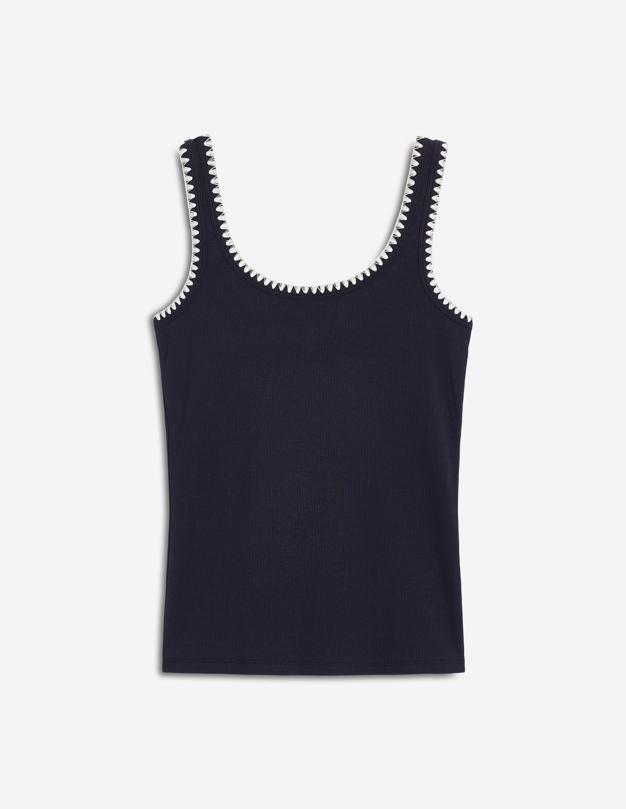 Crochet Trim Scoop Neck Vest-Navy - Image 5