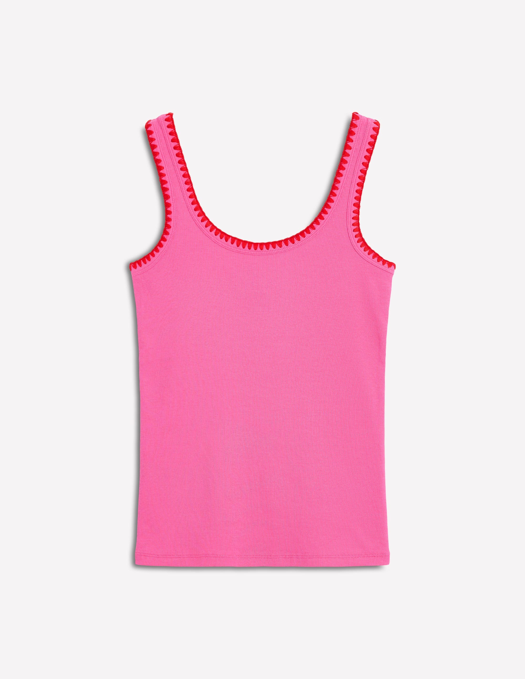 Crochet Trim Scoop Neck Vest-Pink - Image 5