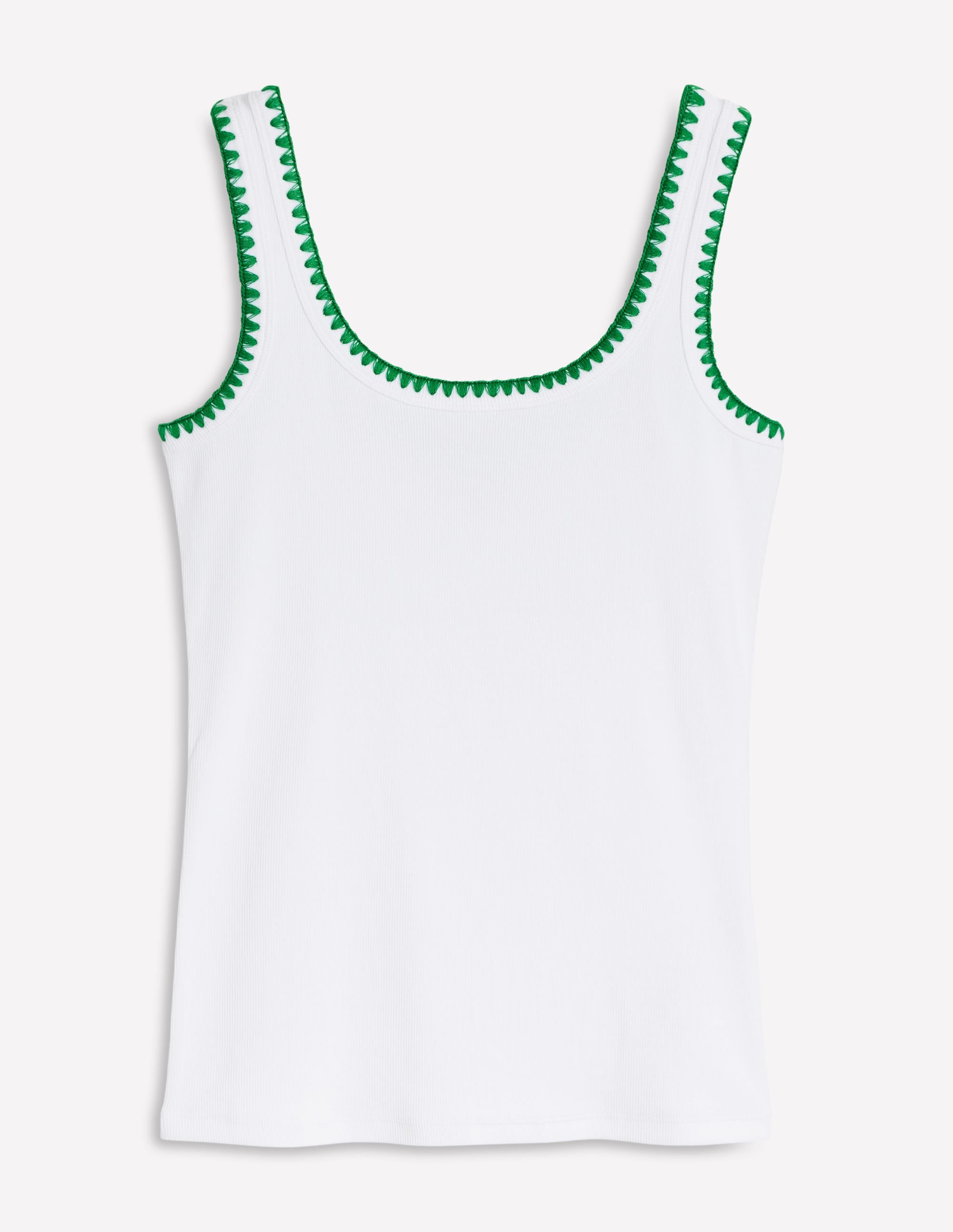 Crochet Trim Scoop Neck Vest-White - Image 6