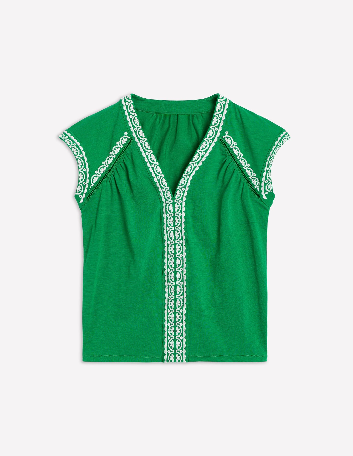Hazel Cotton Embroidered Top-Rich Emerald