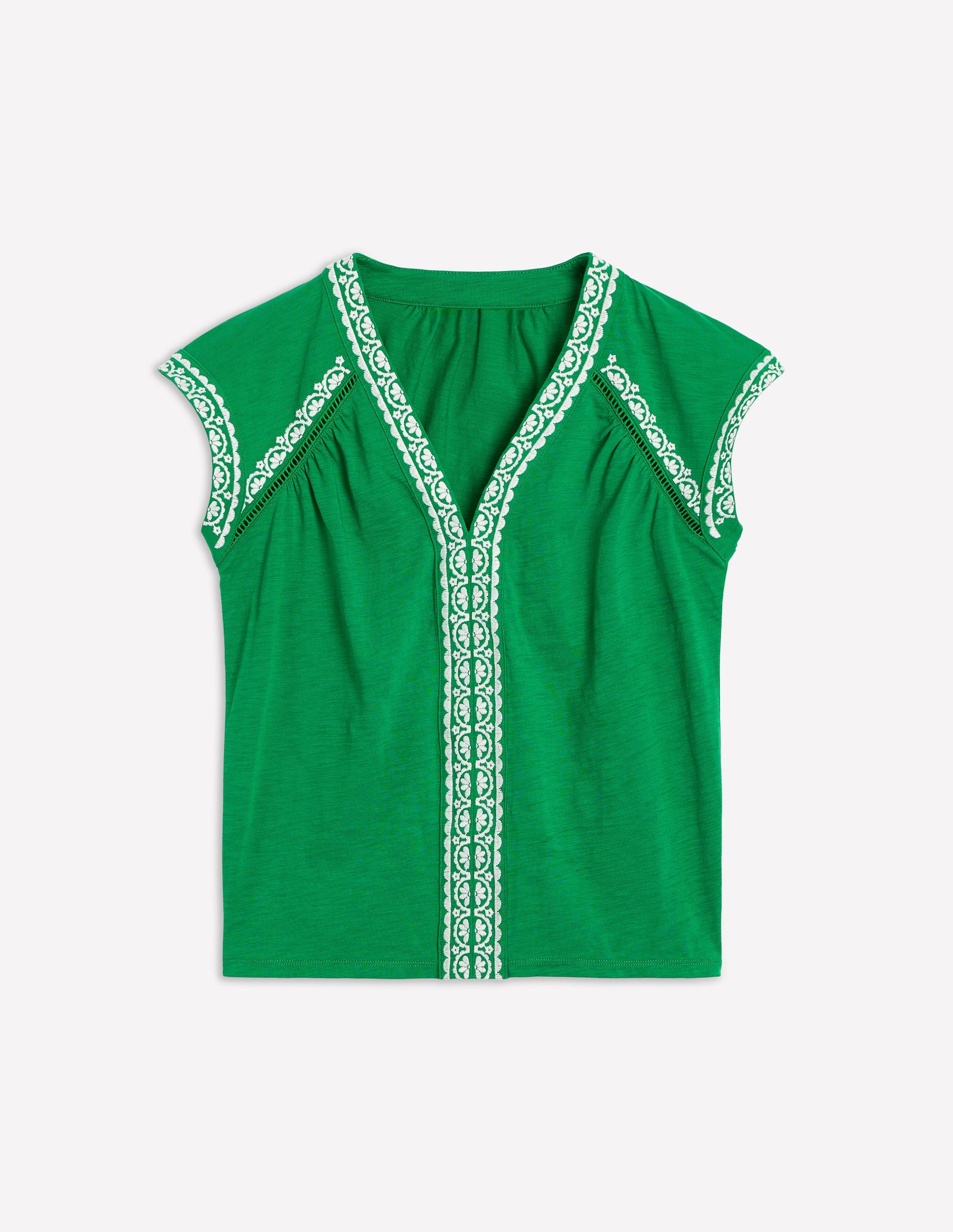 Hazel Cotton Embroidered Top-Rich Emerald-5