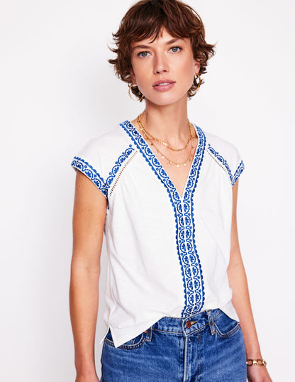 Hazel Cotton Embroidered Top-White-4