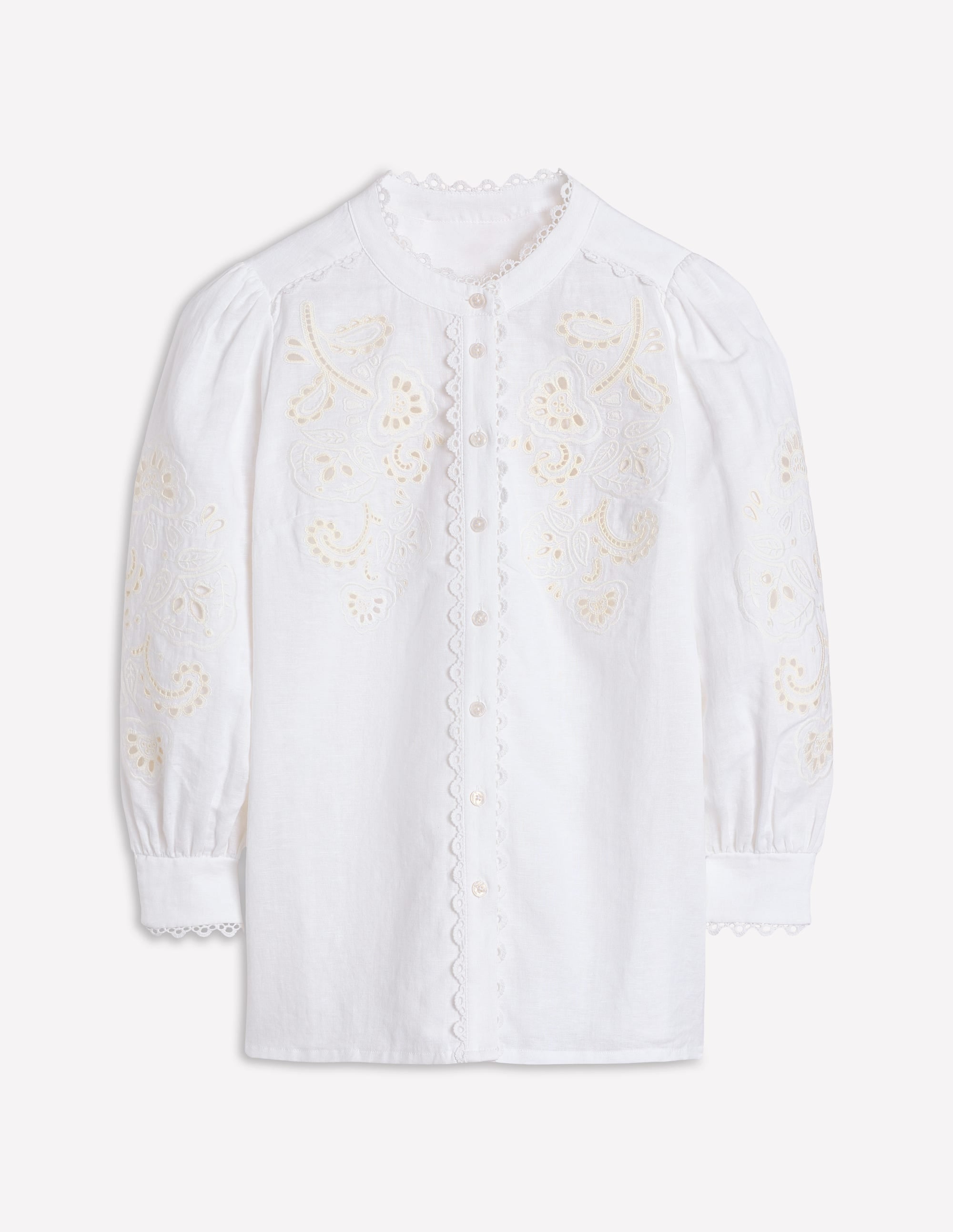 Alicia Cutwork Linen Top-White, Cutwork Embroidery - Image 8