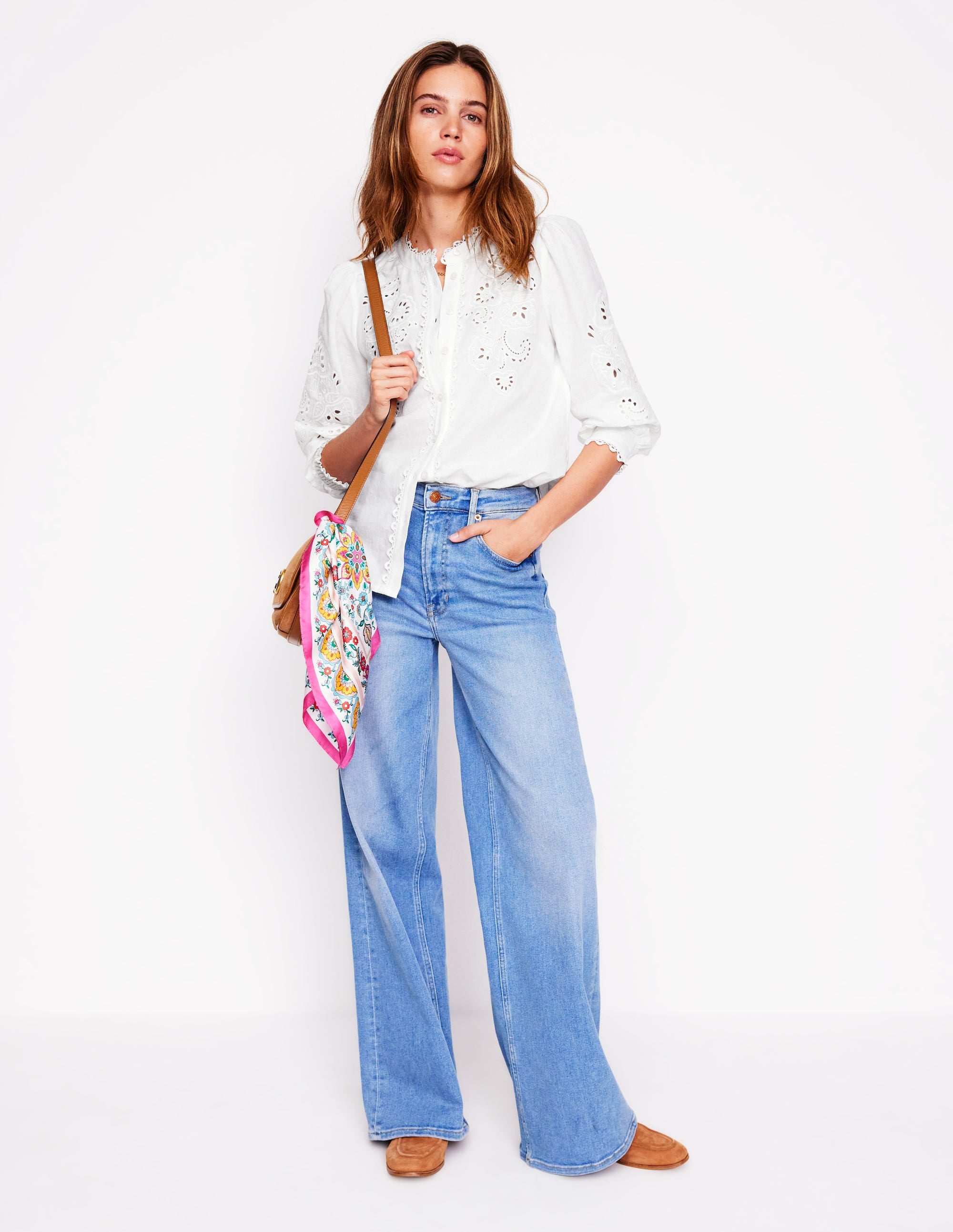 Alicia Cutwork Linen Top-White, Cutwork Embroidery - Image 6
