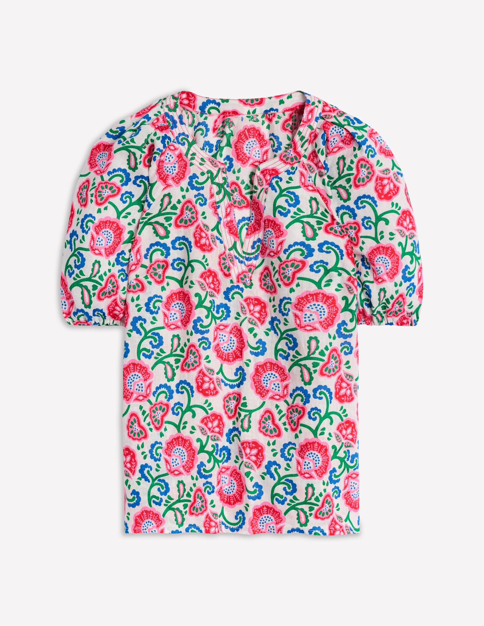 Brooke Linen Top-Ivory, Garden Vine - Image 5