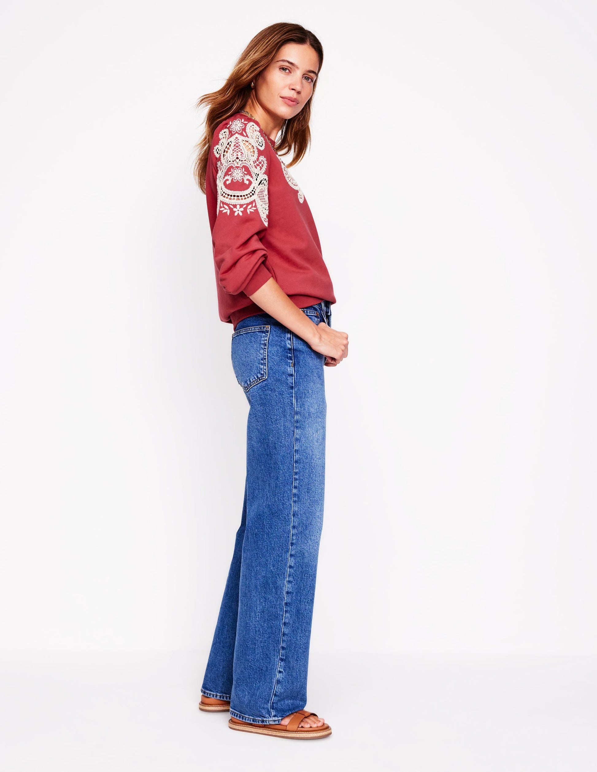 Puff Sleeve Cutwork Sweatshirt-Teracotta-4